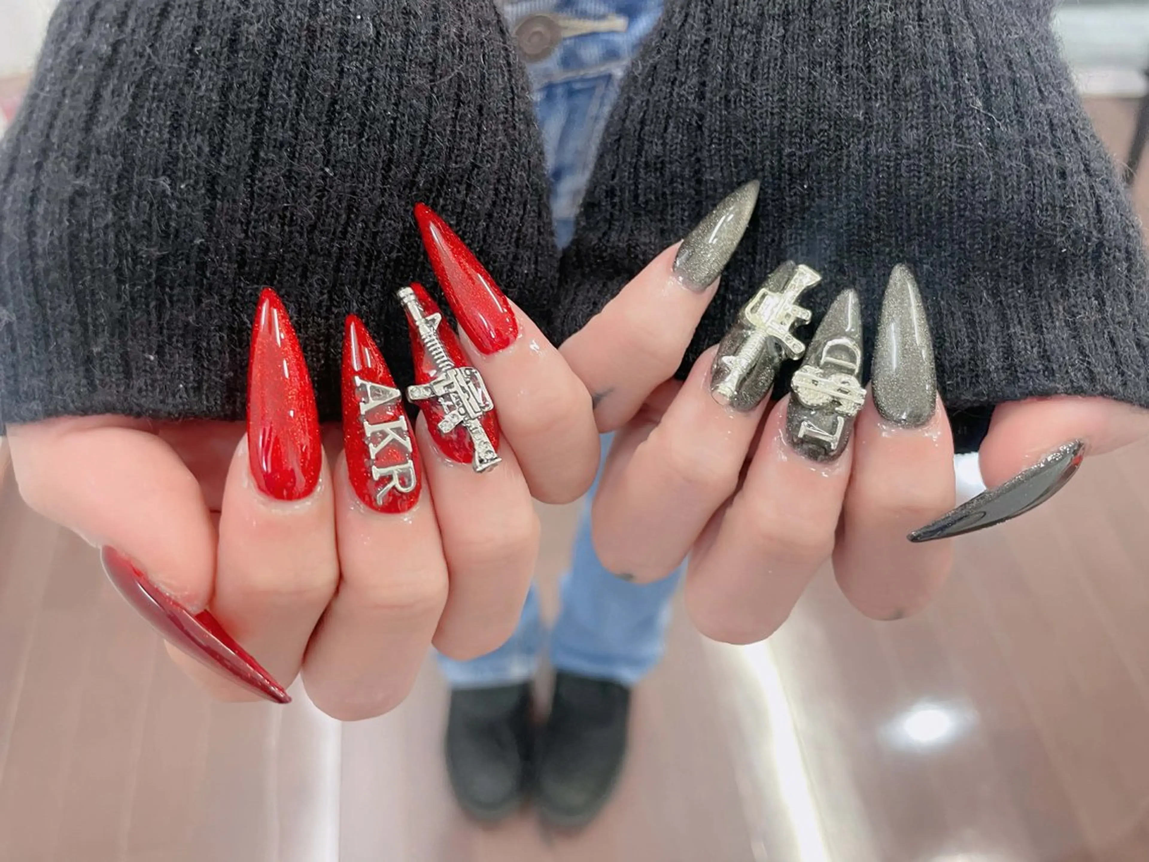 ネイル アートネイル オーロラネイル 長さ出し フレンチネイル ジェルネイル ハンドネイル 中野駅から2分 MEO NAILのネイルデザイン