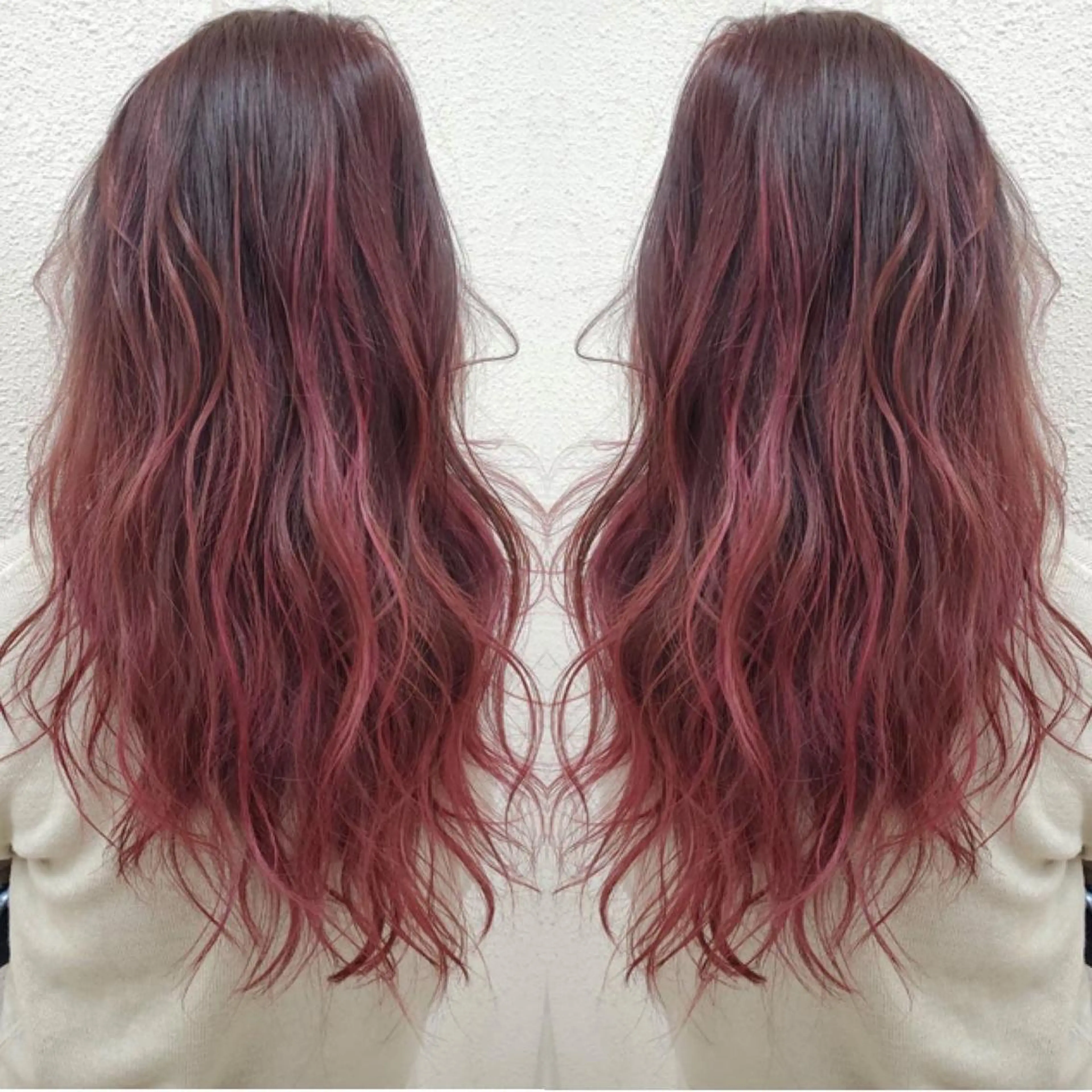 ロング カラー ピンクカラー KR2S× 亜以加のヘアスタイル