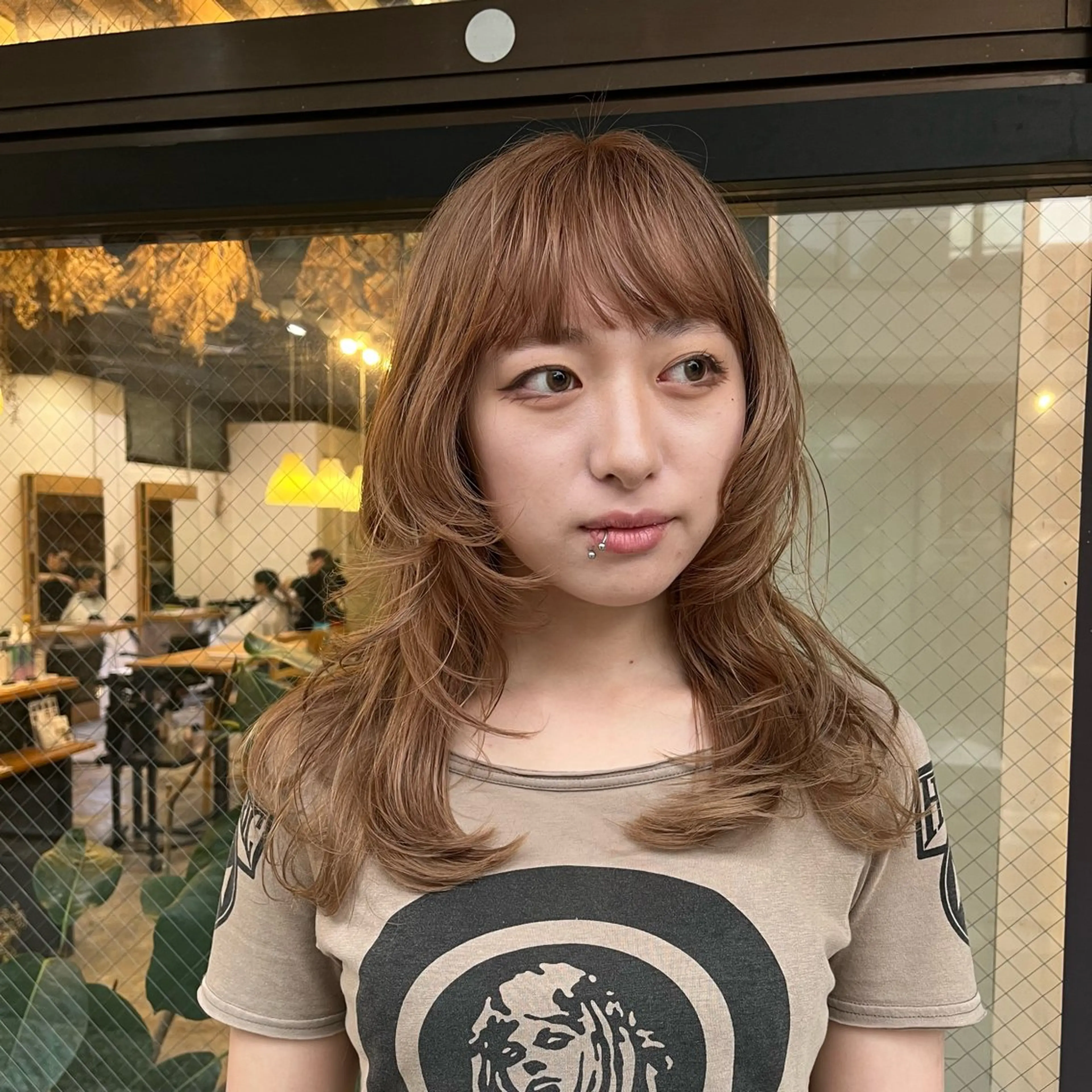 ミディアム カラー ヘアカラー トリートメント ボブ/レイヤー/ ハッシュカット/河内のヘアスタイル