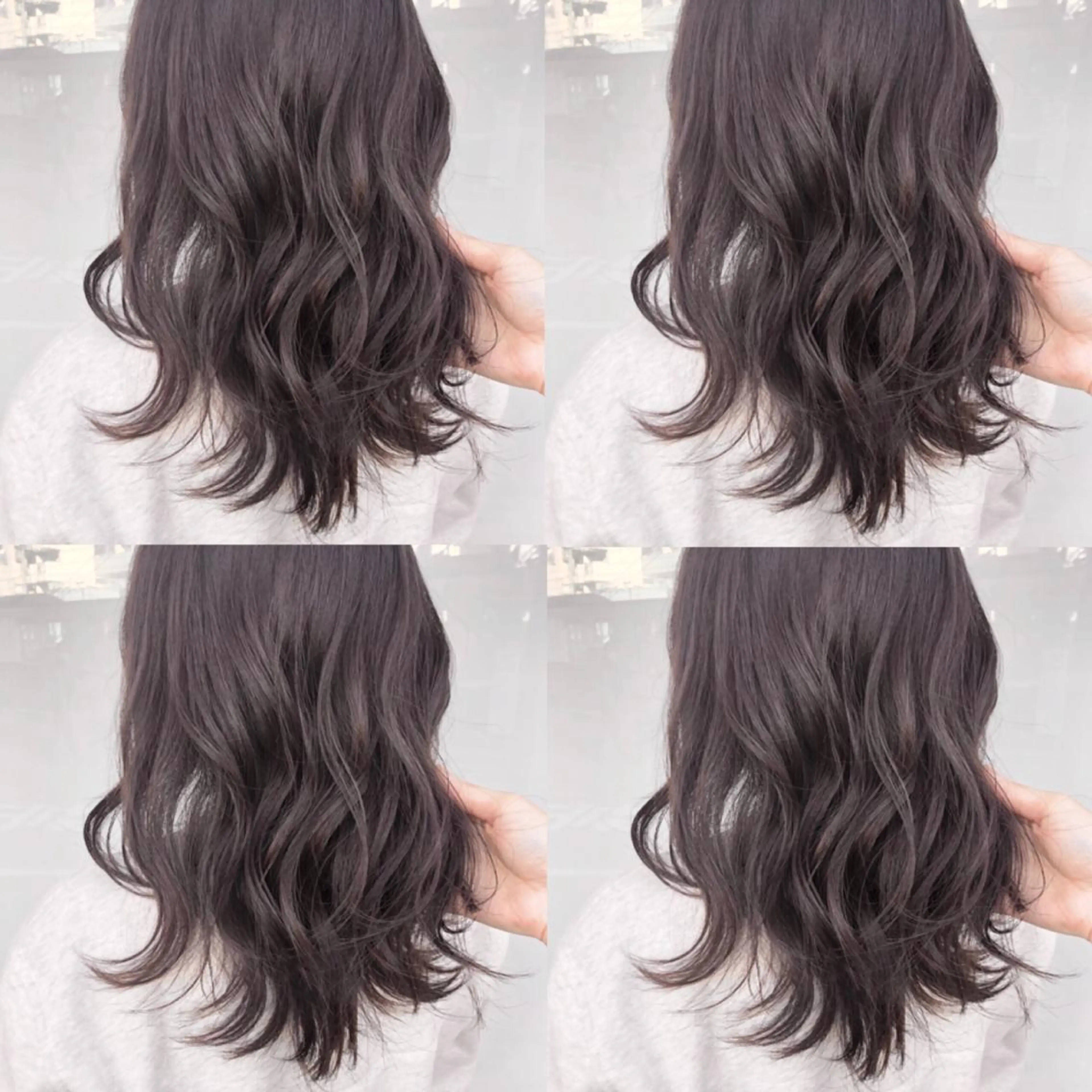 ミディアム カラー ブリーチ ブラウンカラー ブリーチなしカラー シルバー ウルフカット ハッシュカット/七海のヘアスタイル