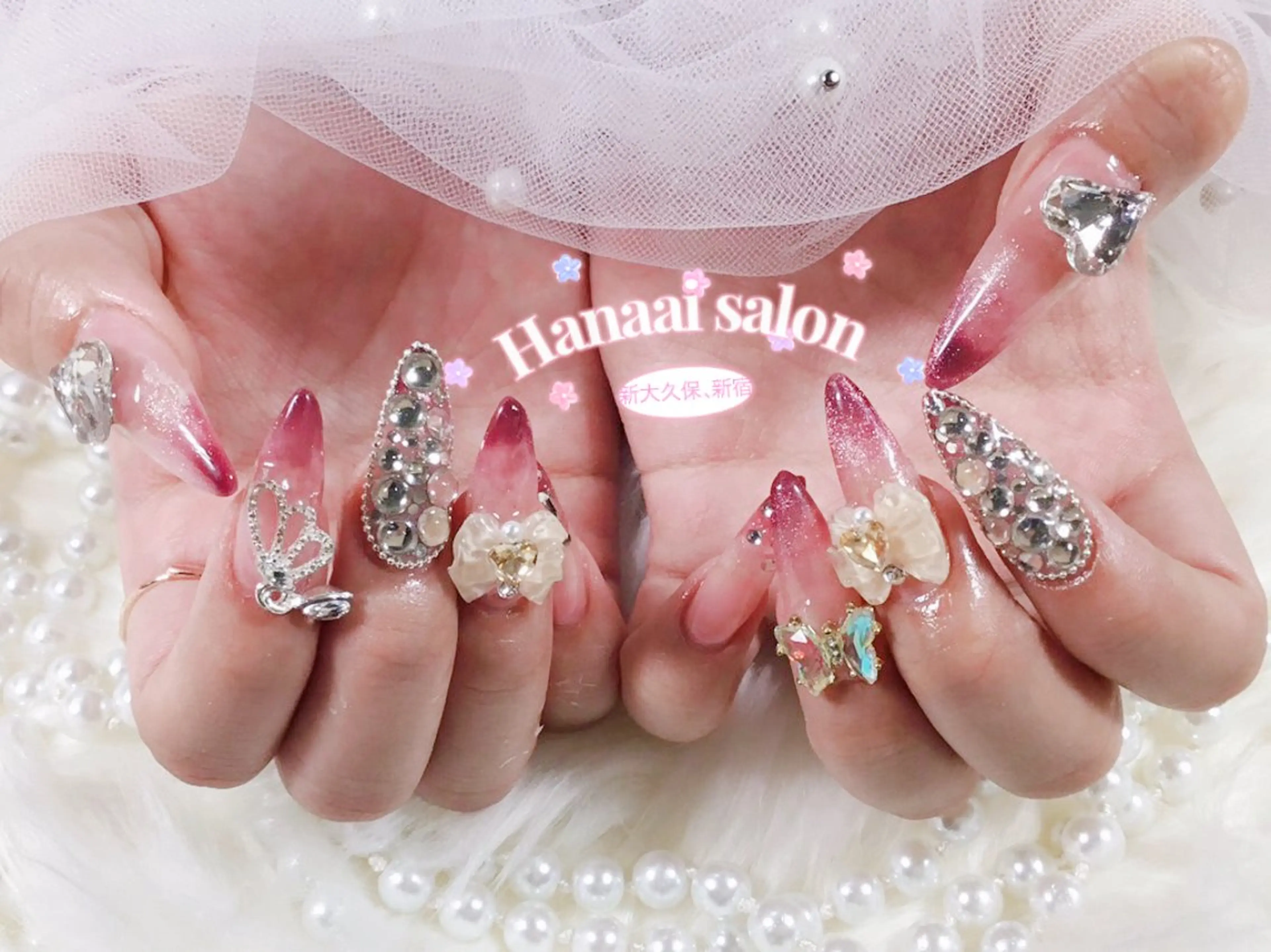 セミロング ハンドネイル Hanaai Salon新大久保店のネイルデザイン