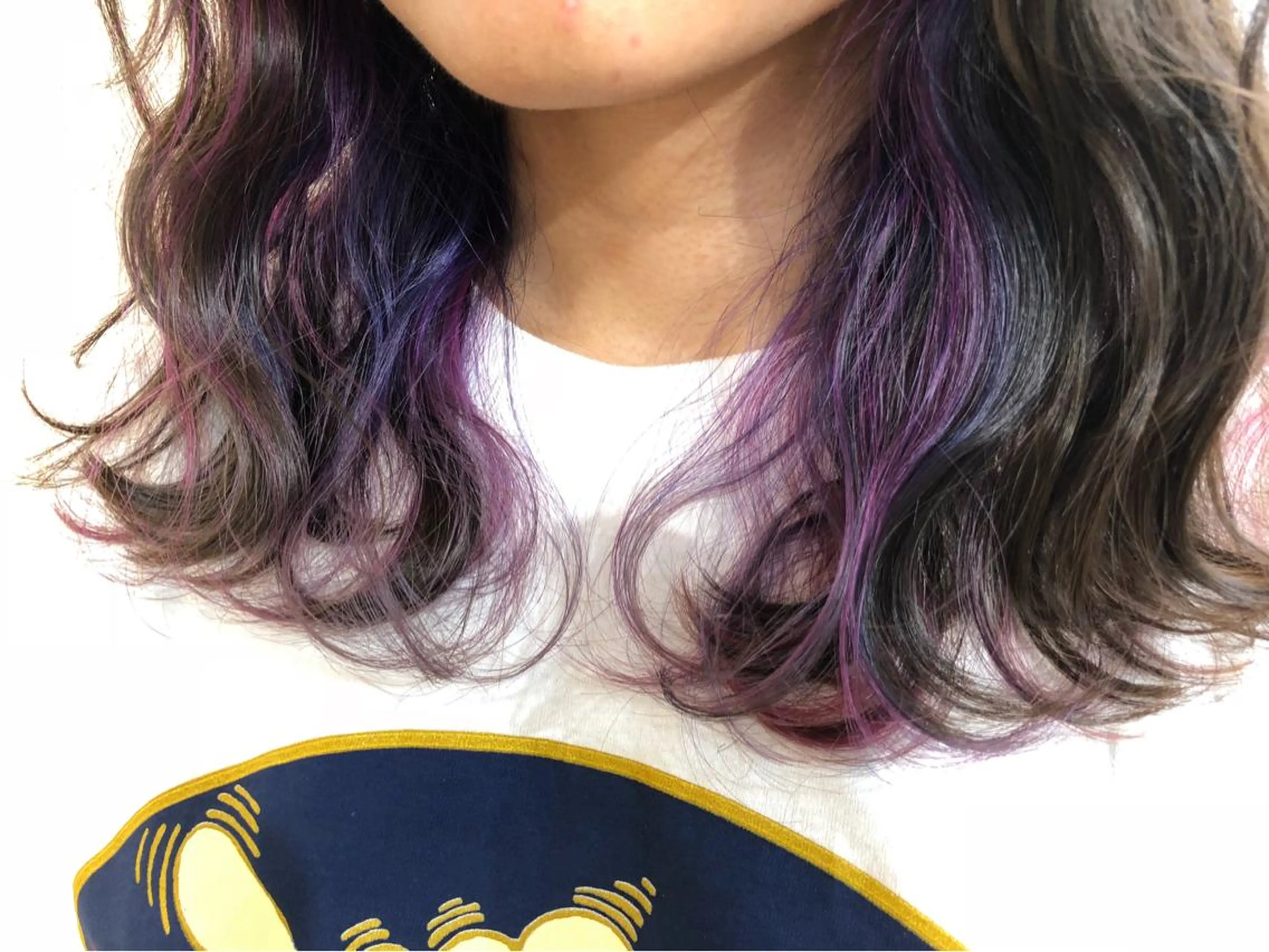 セミロング カラー ショートボブ アディクシーカラー デザインカラー ダブルカラー グラデーションカラー 海外レイヤー/ 梅田美容室のヘアスタイル