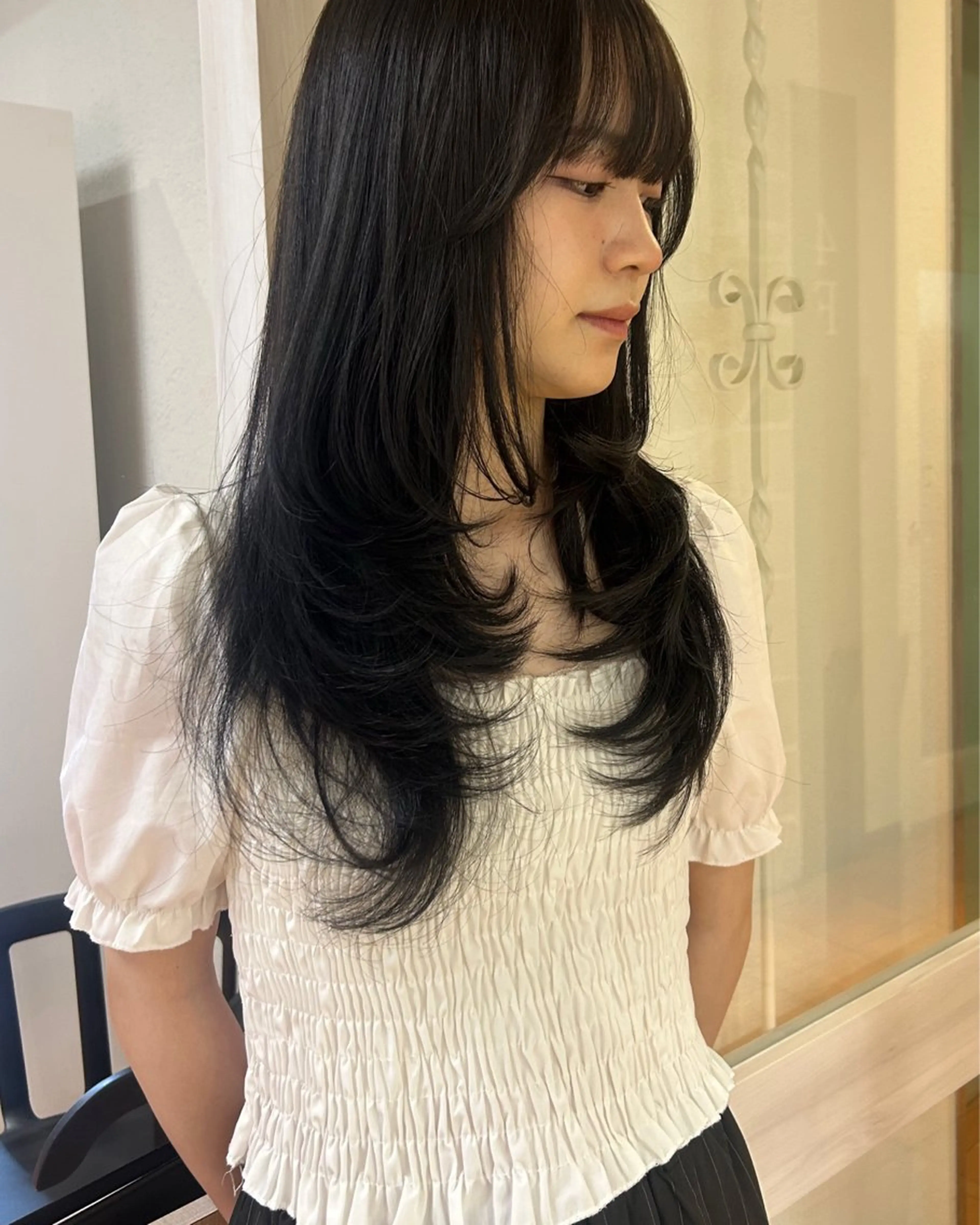 ロング アッシュ アッシュグレー アッシュグレージュ デザインカット 顔周りカット カット ヘアカラー トリートメント 🎀透明感/レイヤ ー/Kotona🎀のヘアスタイル