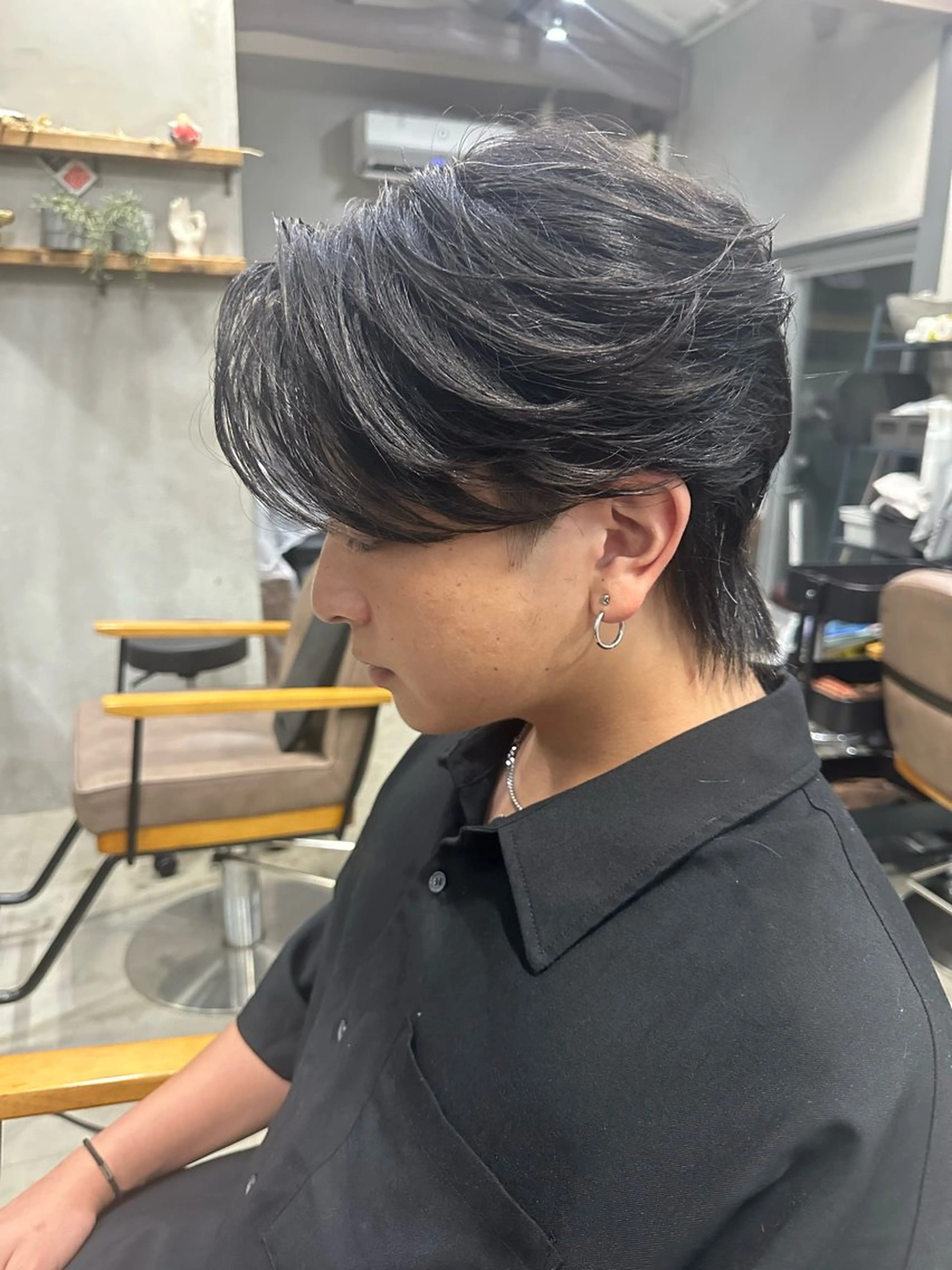 メンズ フェザーパーマ メンズパーマ AiM エイム　韓国レイヤーのヘアスタイル