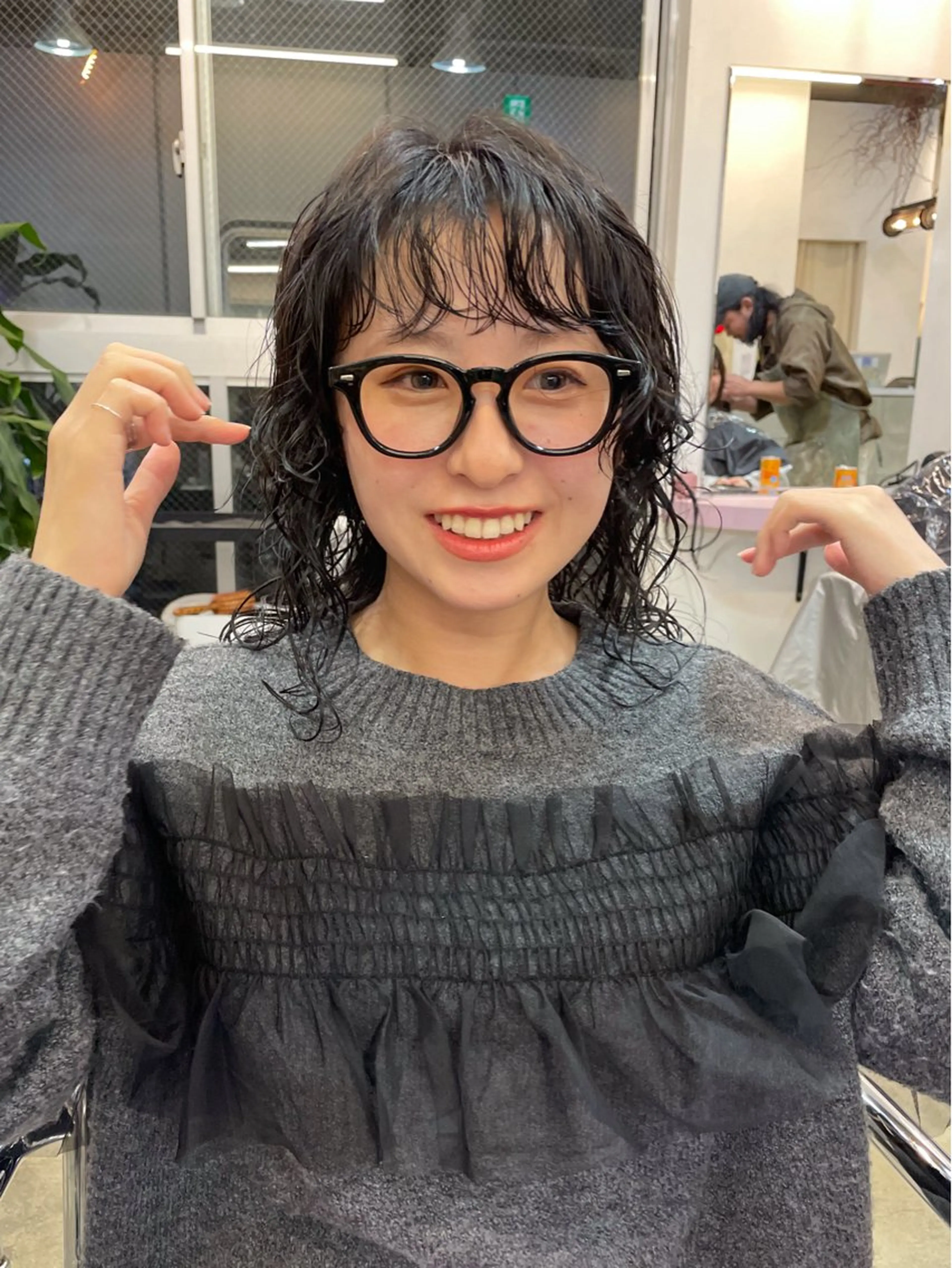 ミディアム カット パーマ nessヤマサキ リュウタのヘアスタイル