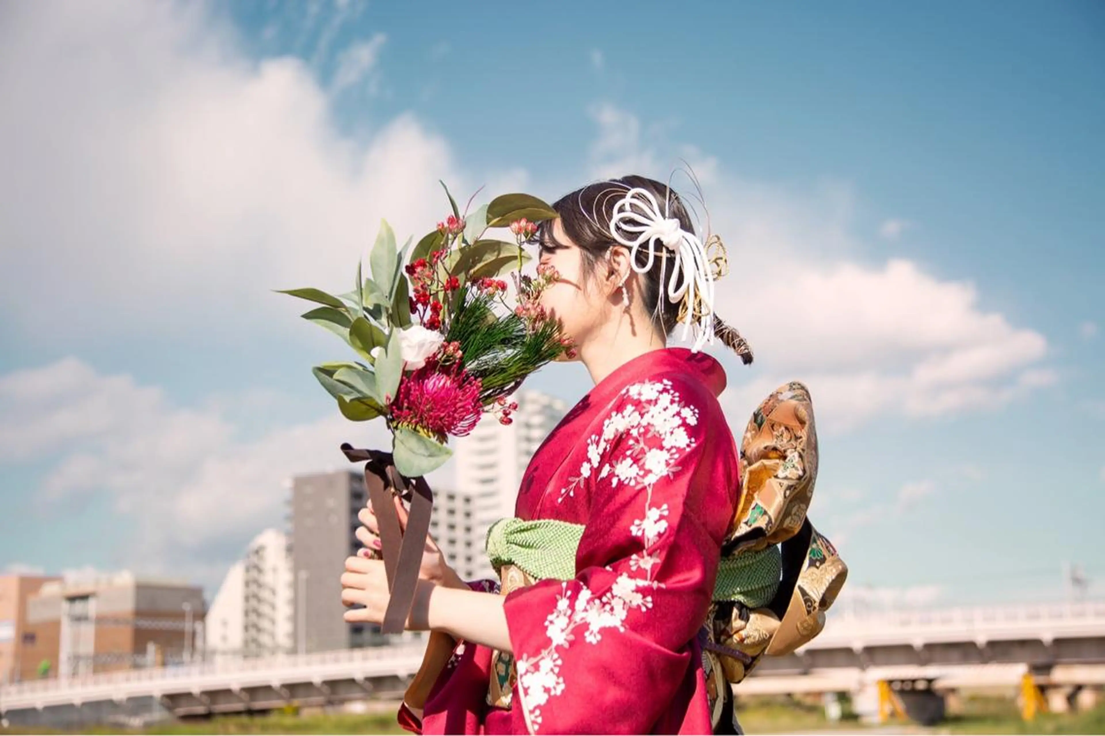 ミディアム カラー ヘアアレンジ マツエク・マツパ アイブロウ 成人式 成人式 着付け Noah's　Ark所属・透明感カラー🫧ヘア セット🫧松本菜月の眉毛・アイブロウイメージ