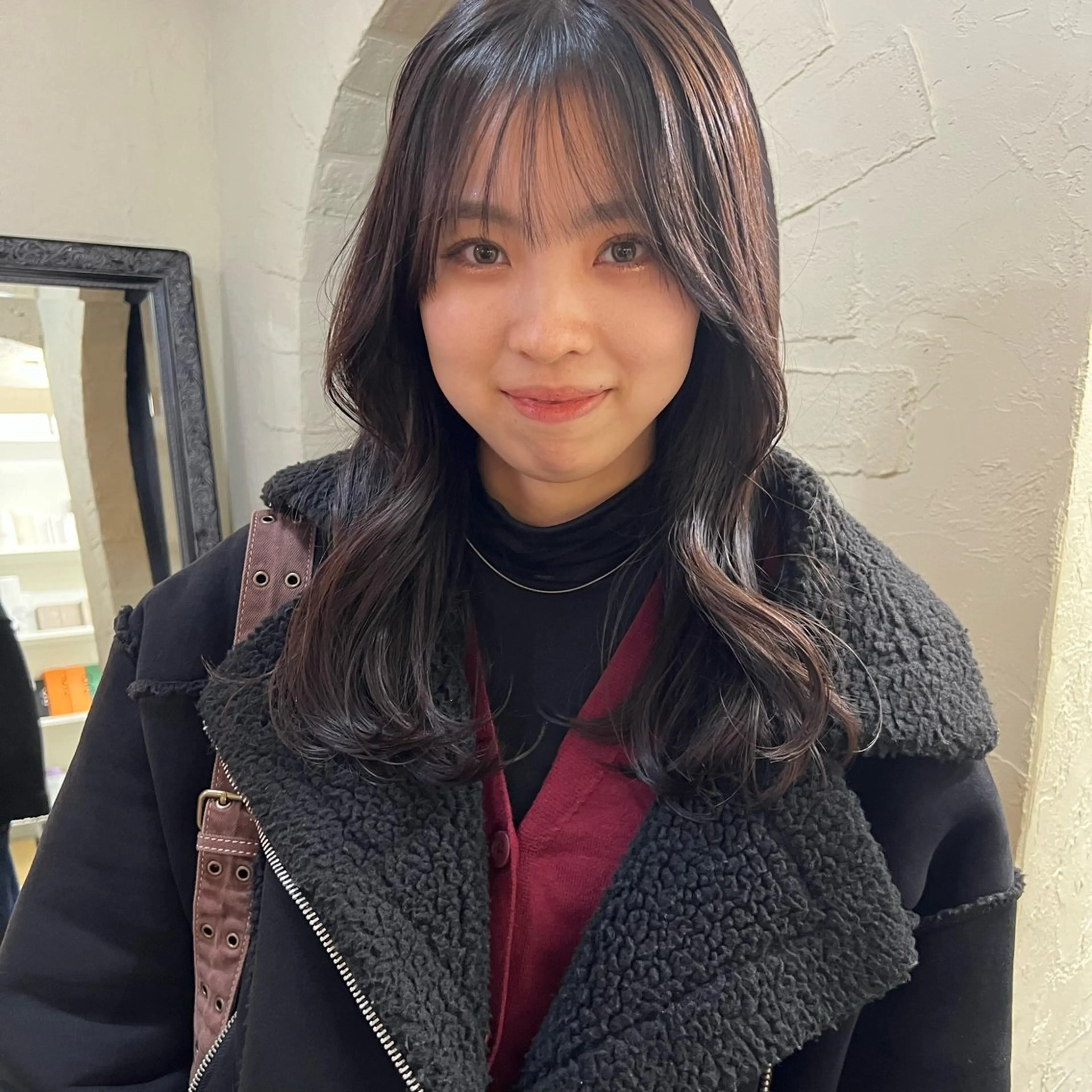 ロング カラー くびれヘア 韓国風ヘア ロング カット パーマ 大久保 佳那のヘアスタイル