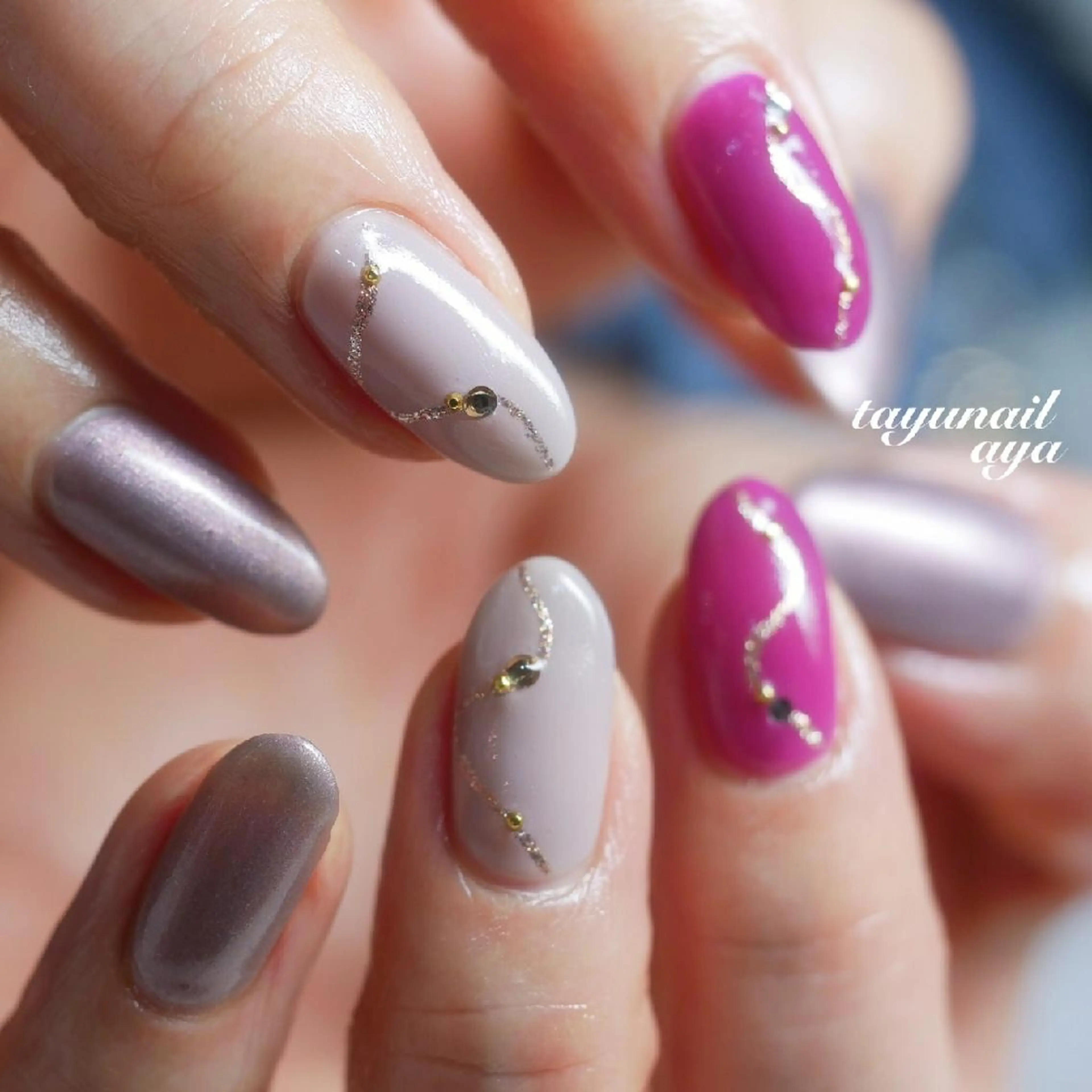 ネイル アートネイル ブルー ジェルネイル ロングネイル パラジェル ネイルサロン 【たゆnail】のネイルデザイン