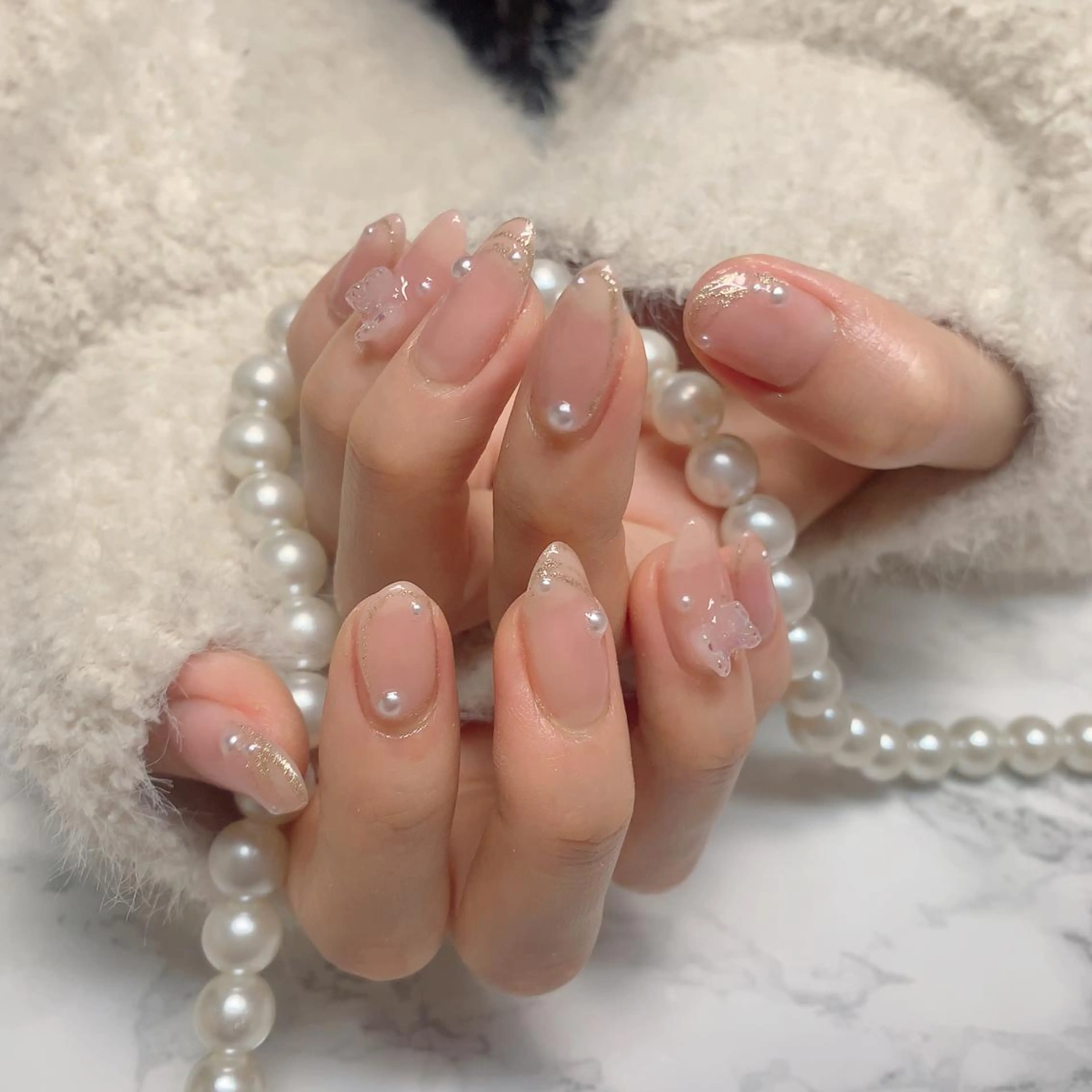 ネイル はな💎ネイル ワンホン、長さ出しのネイルデザイン