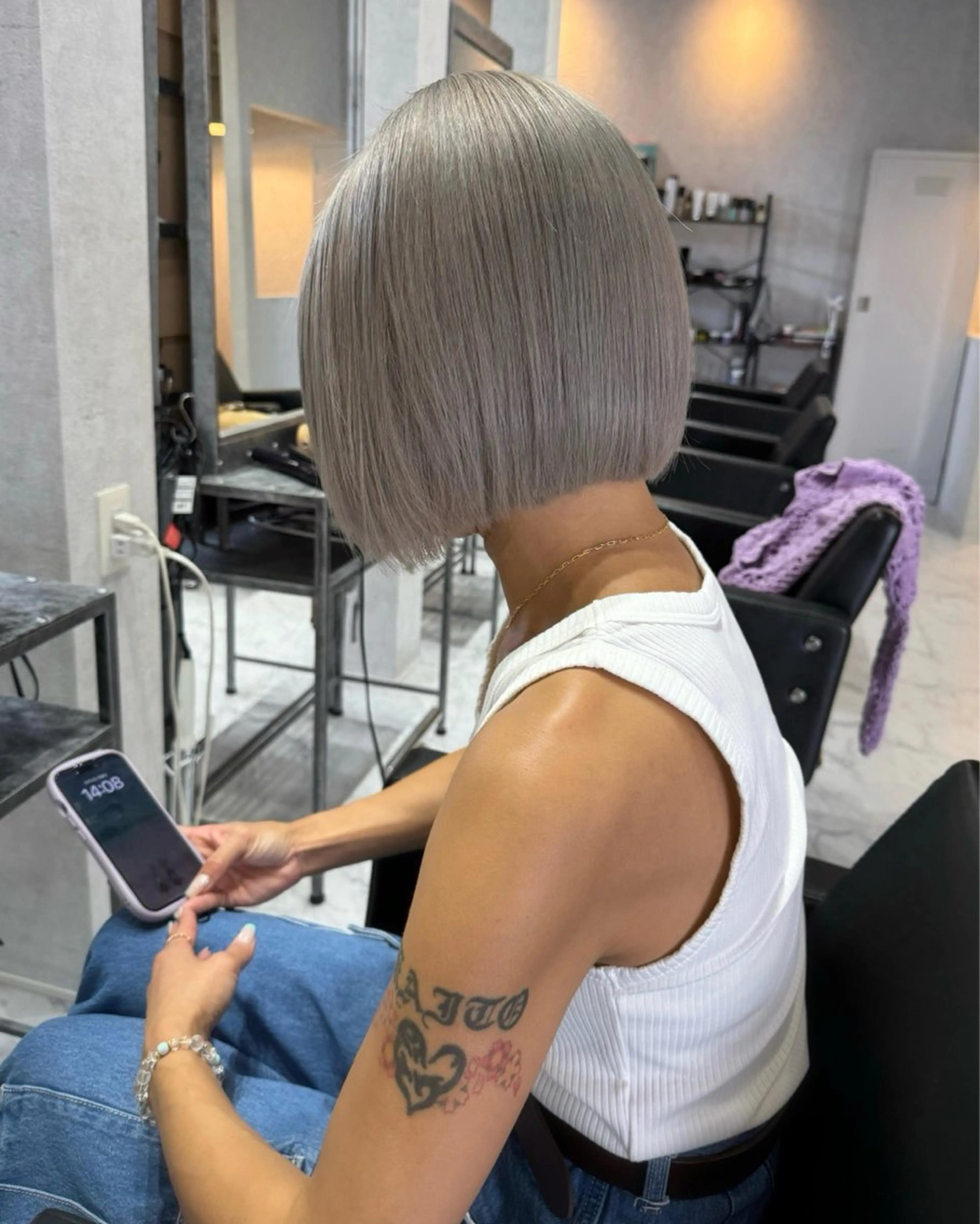 ショート カラー ヘアアレンジ バレイヤージュ ブリーチ ダブルカラー ハイライトカラー ハイトーンカラー カット ヘアカラー トリートメント アンドウ ユウ/ レイヤーカット/韓国のヘアスタイル