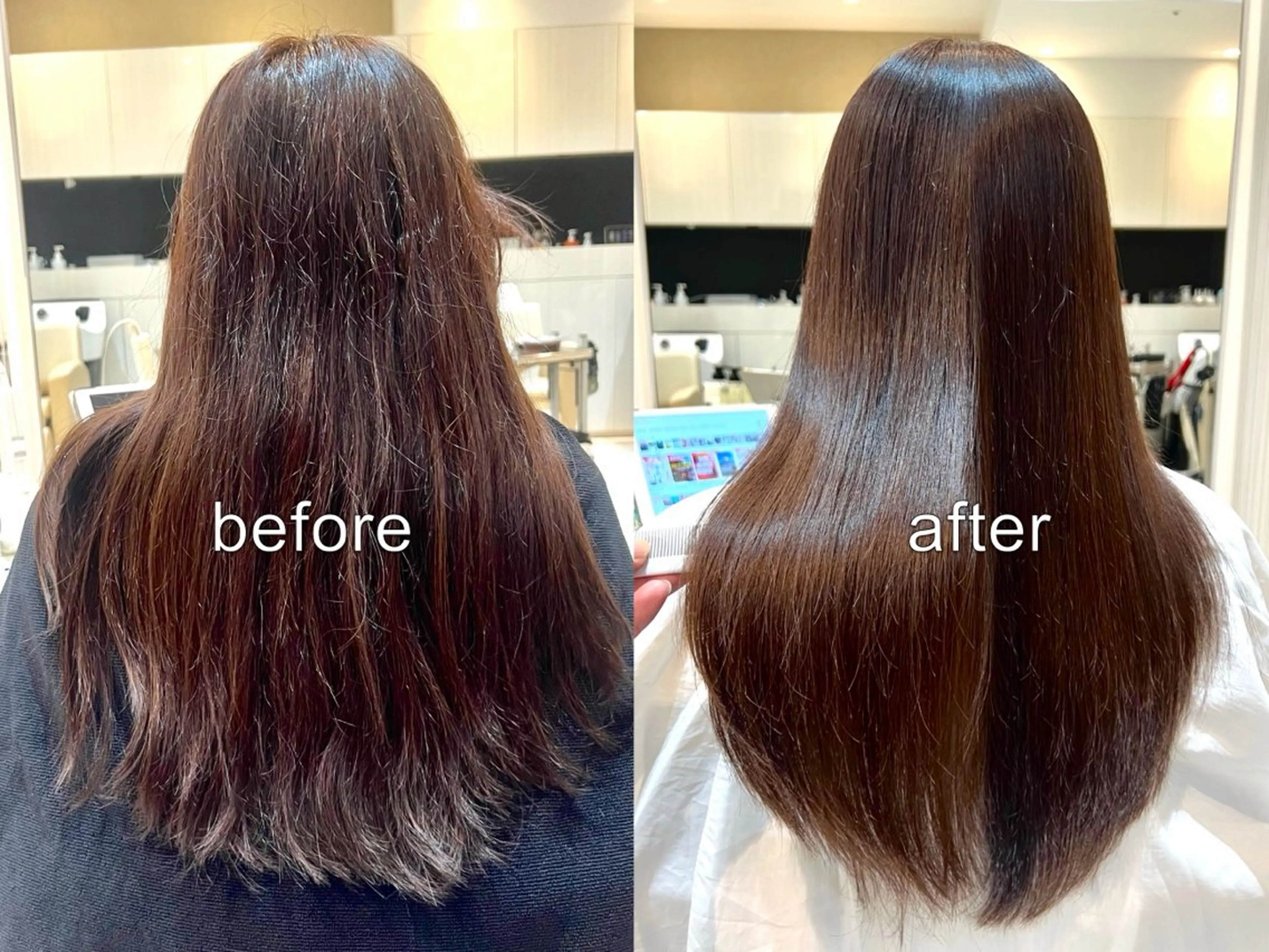 ミディアム パーマ ストレートパーマ カット 縮毛矯正 Watai 艶髪 當間 大知のヘアスタイル