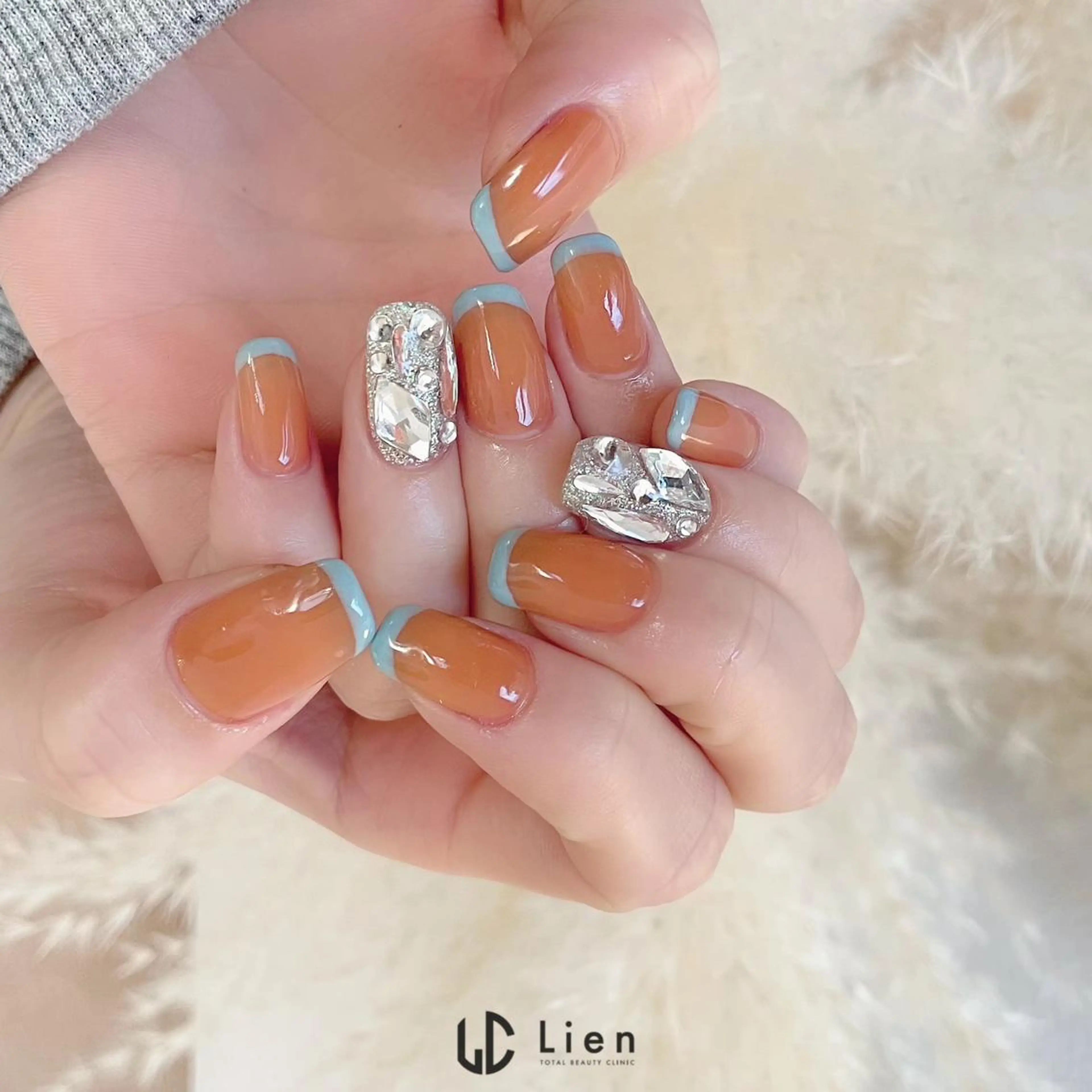 ネイル 成人式 フレンチネイル ジェルネイル ガラスフレンチ ハート 山田 真里のネイルデザイン