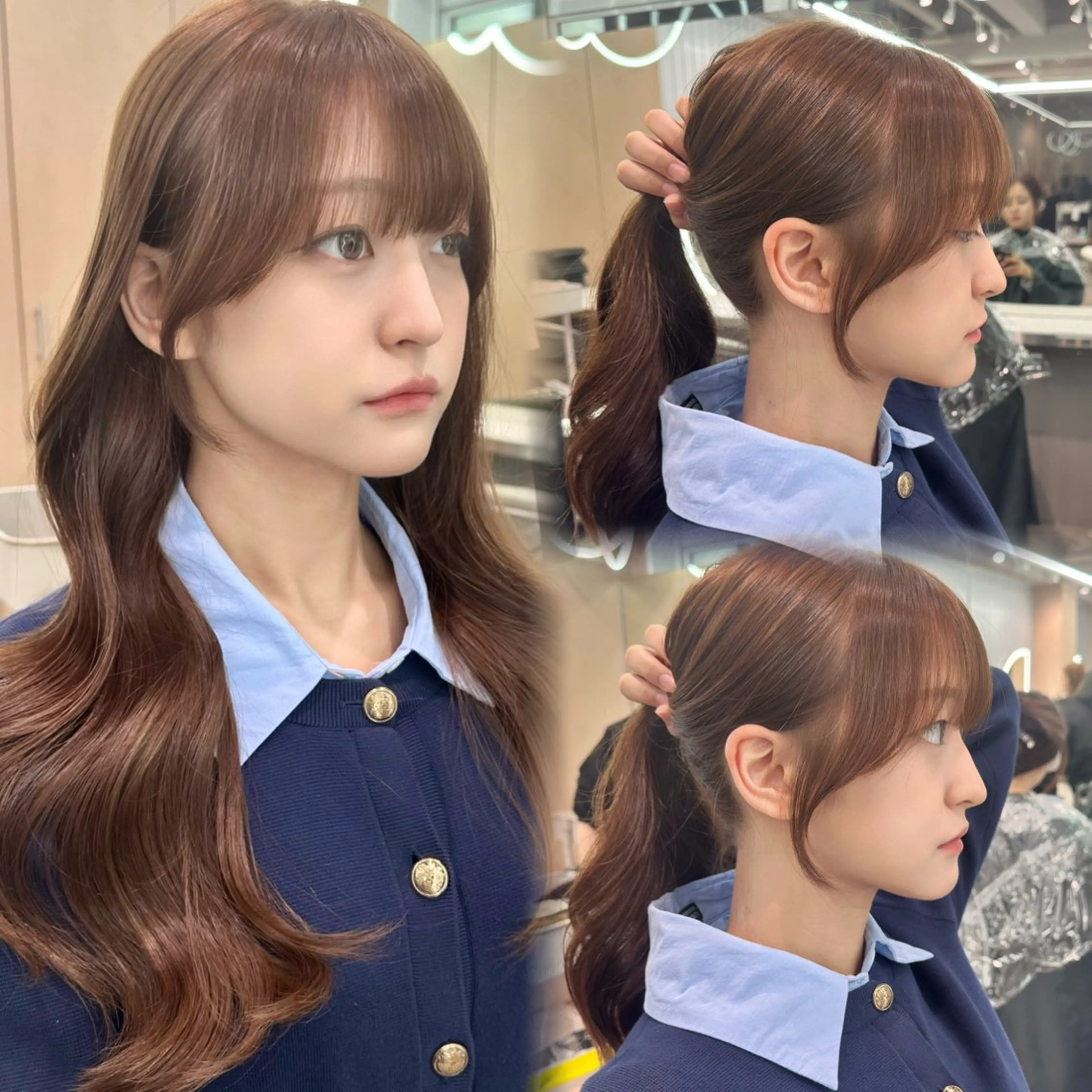 セミロング カット ヘアカラー トリートメント ブリーチなしW🎀 髪質改善／はのんのヘアスタイル