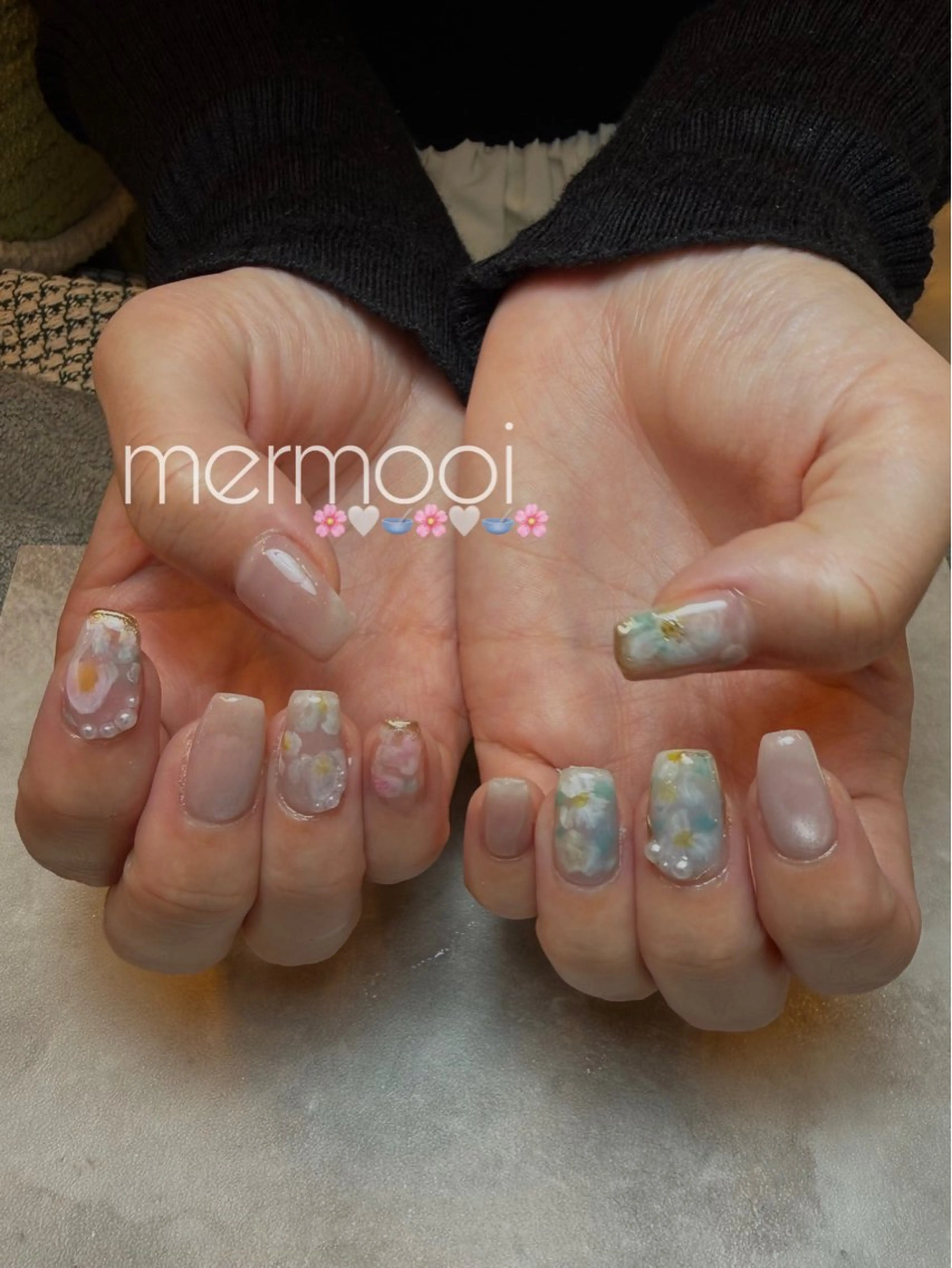 ネイル ニュアンスネイル 春ネイル ハンドネイル melumooi nailのネイルデザイン
