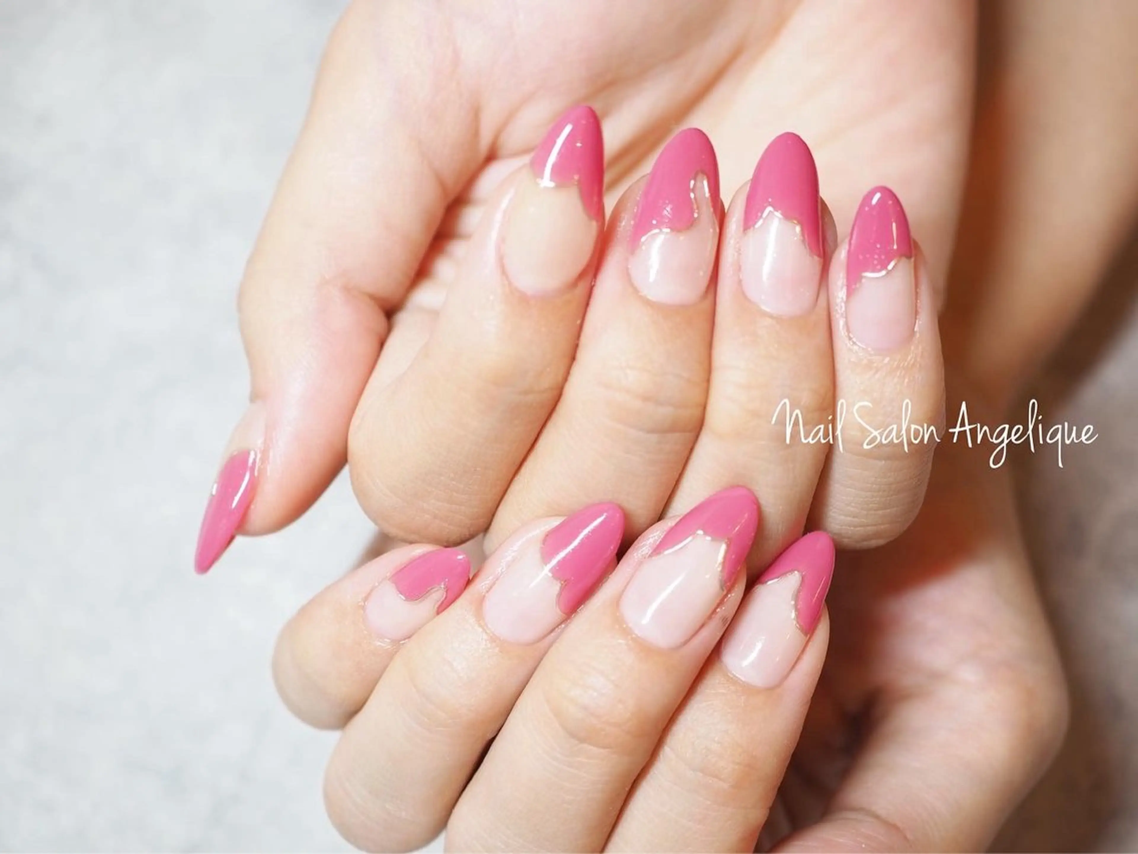 ネイル フレンチネイル ラメ(グリッター) ミラーネイル 逆フレンチ ハンドネイル Nailist Rumiのネイルデザイン