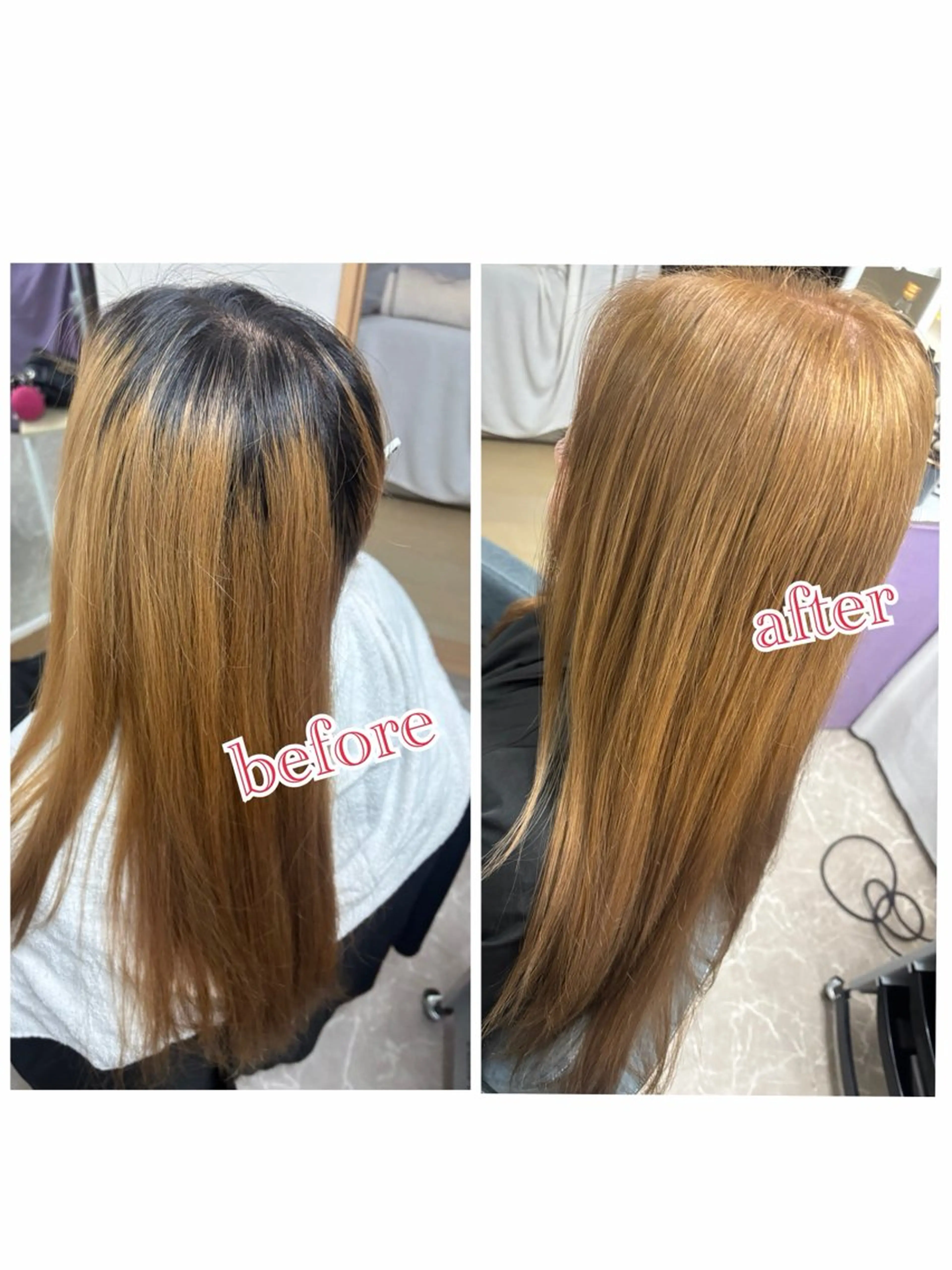 3ヶ月以上経過したブリーチのリタッチから、全体のカラーのダブルカラーになります✨️の写真