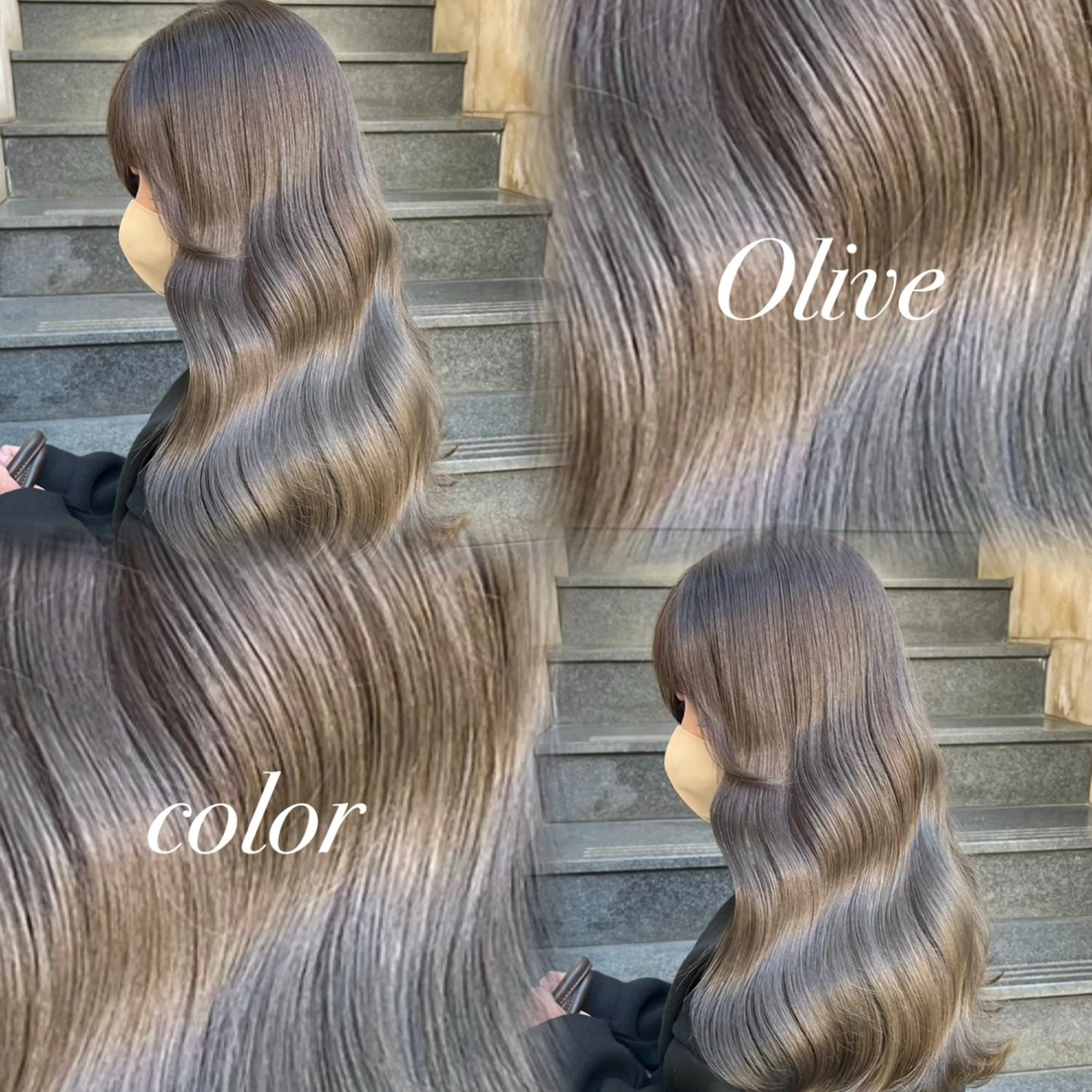 カラー ベージュカラー グレージュ オリーブベージュ オリーブグレージュ オリーブグレー 韓国風艶カラー 🎀 𝑵𝒐𝒏𝒐🎀のヘアスタイル