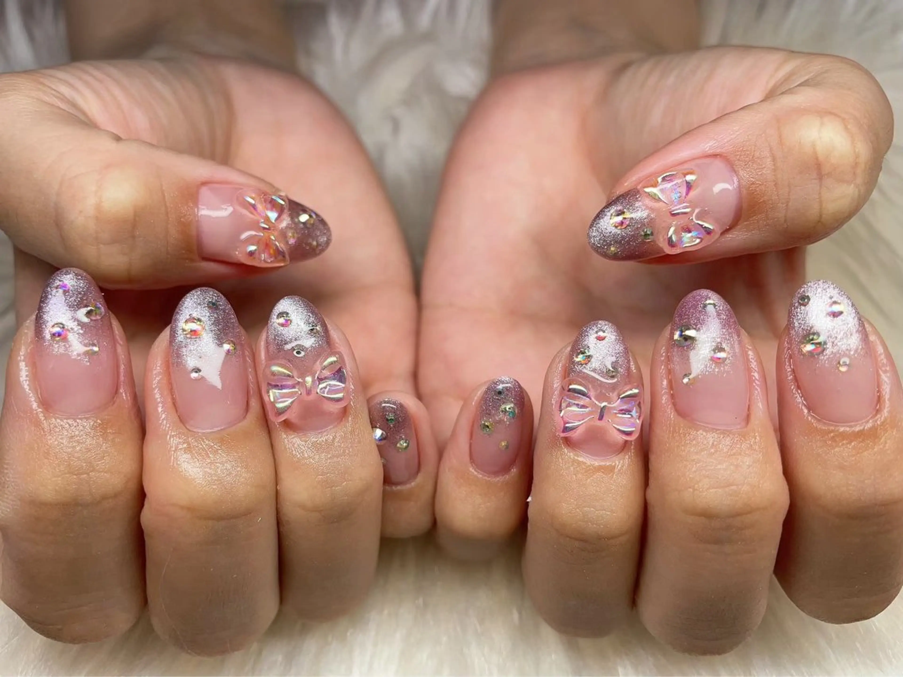 ネイル フレンチネイル ラメ(グリッター) ラメグラデーション マグネットネイル 持ち込み ハンドネイル ティーエヌ 金山駅東口店のネイルデザイン