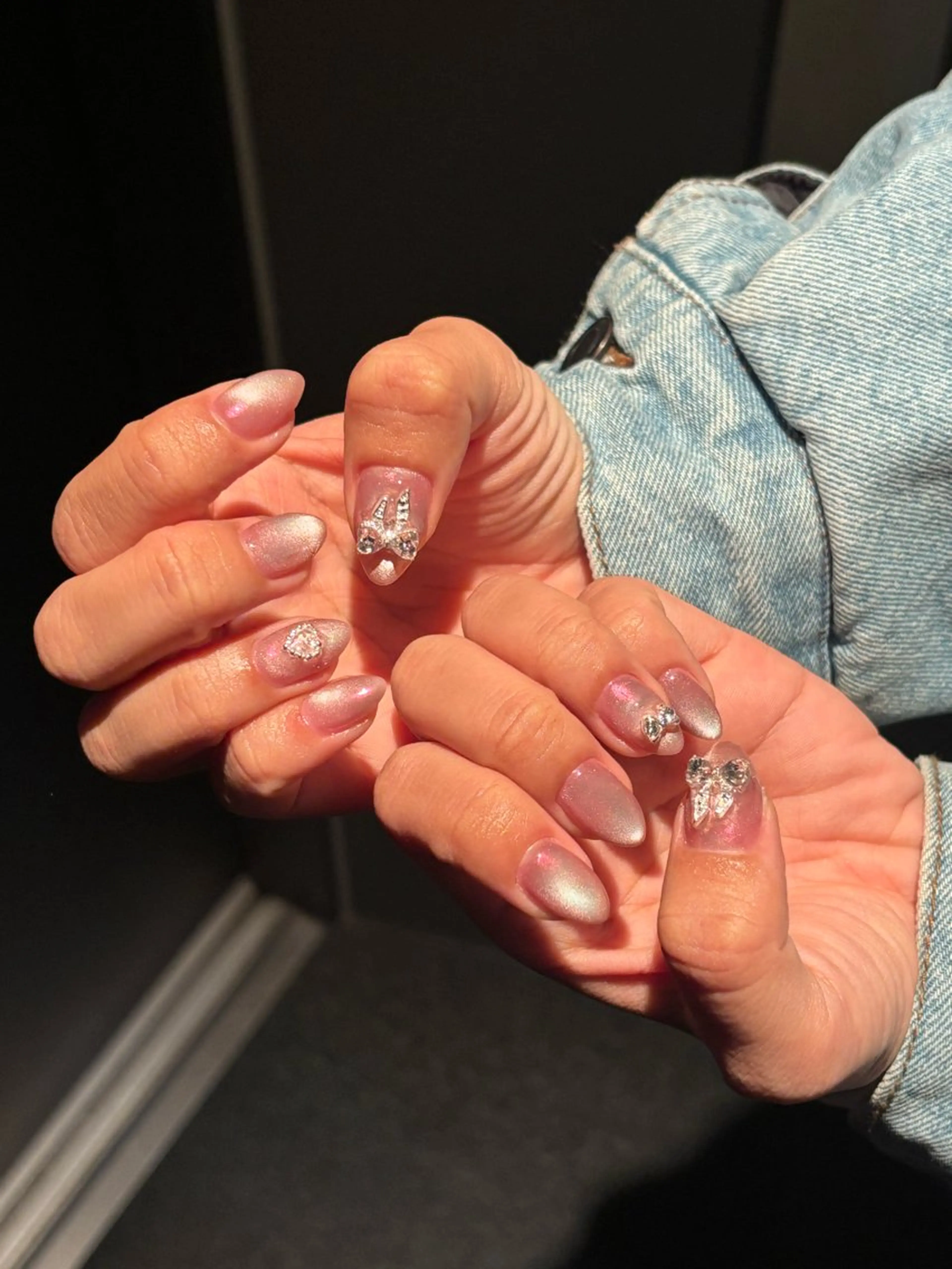 ネイル ハート 韓国ネイル ニュアンスネイル 夏ネイル ワンホンネイル ゆ いのネイルデザイン