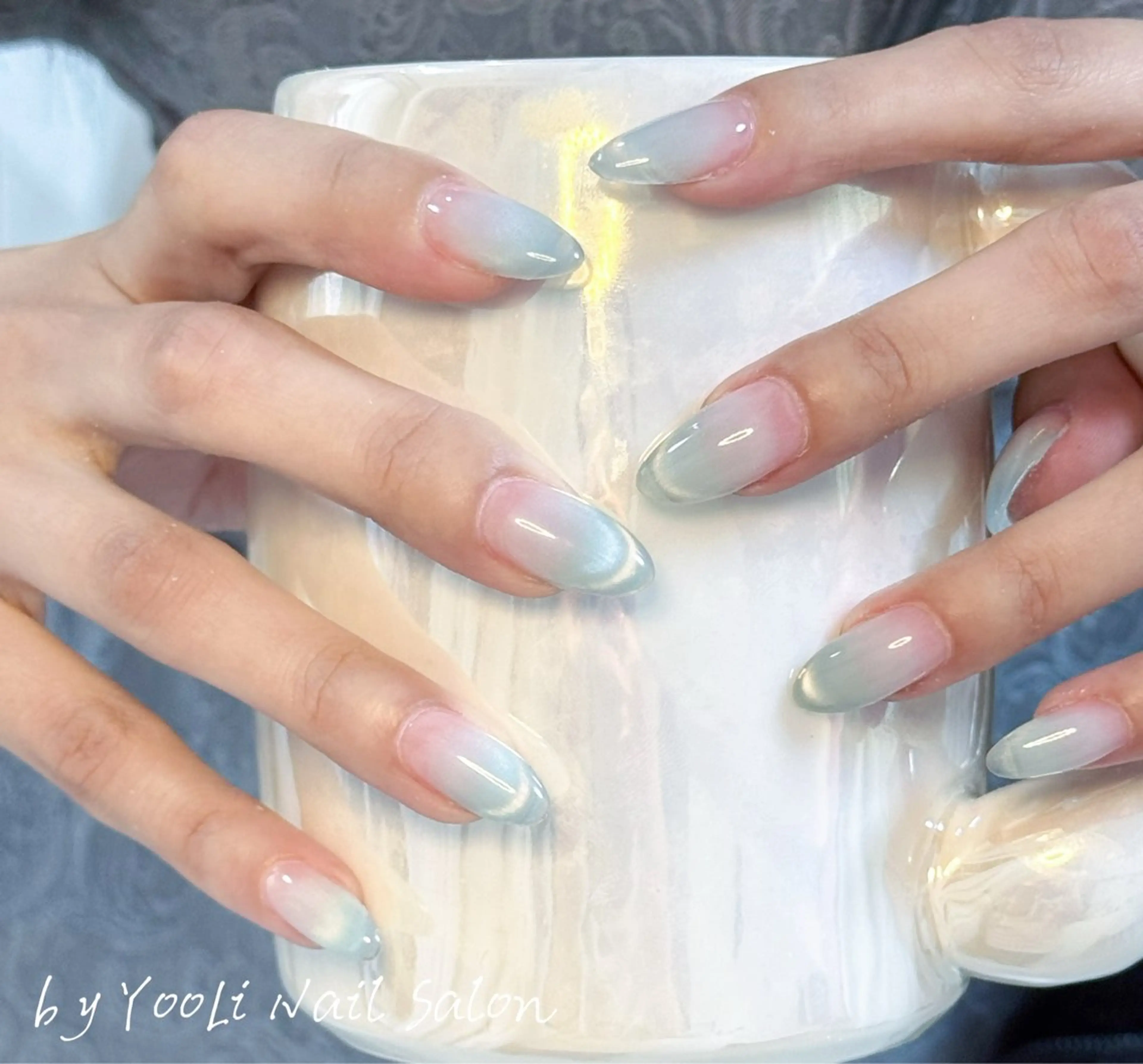 ネイル アートネイル オーロラネイル チークネイル フレンチネイル ガラスフレンチ ハンドネイル 🎀🎀YooLi Nail Salonのネイルデザイン