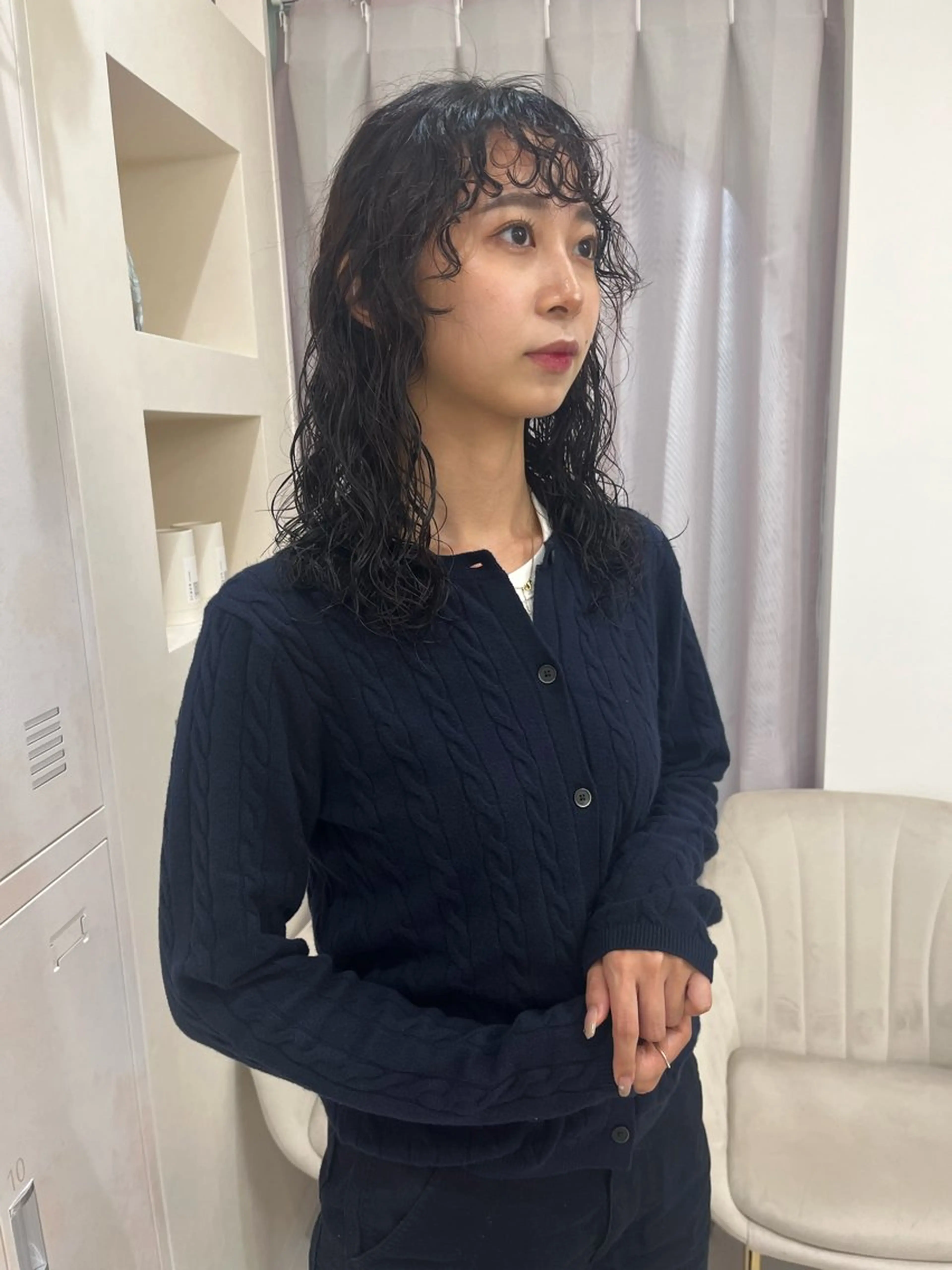 ミディアム パーマ カット パーマ トリートメント 松村 澪里のヘアスタイル