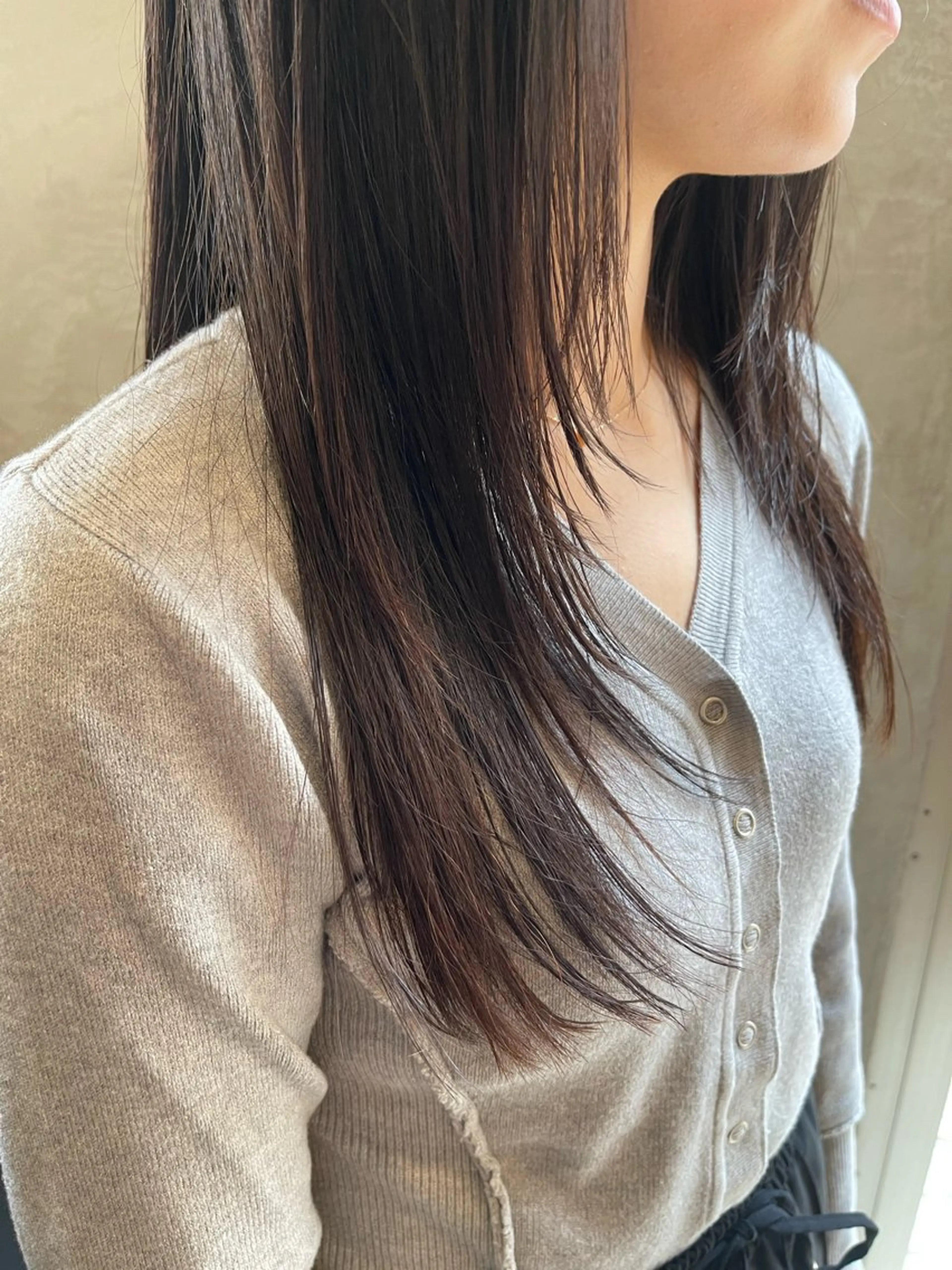 セミロング 韓国レイヤーカット✨ 縮毛矯正　原田 優作のヘアスタイル