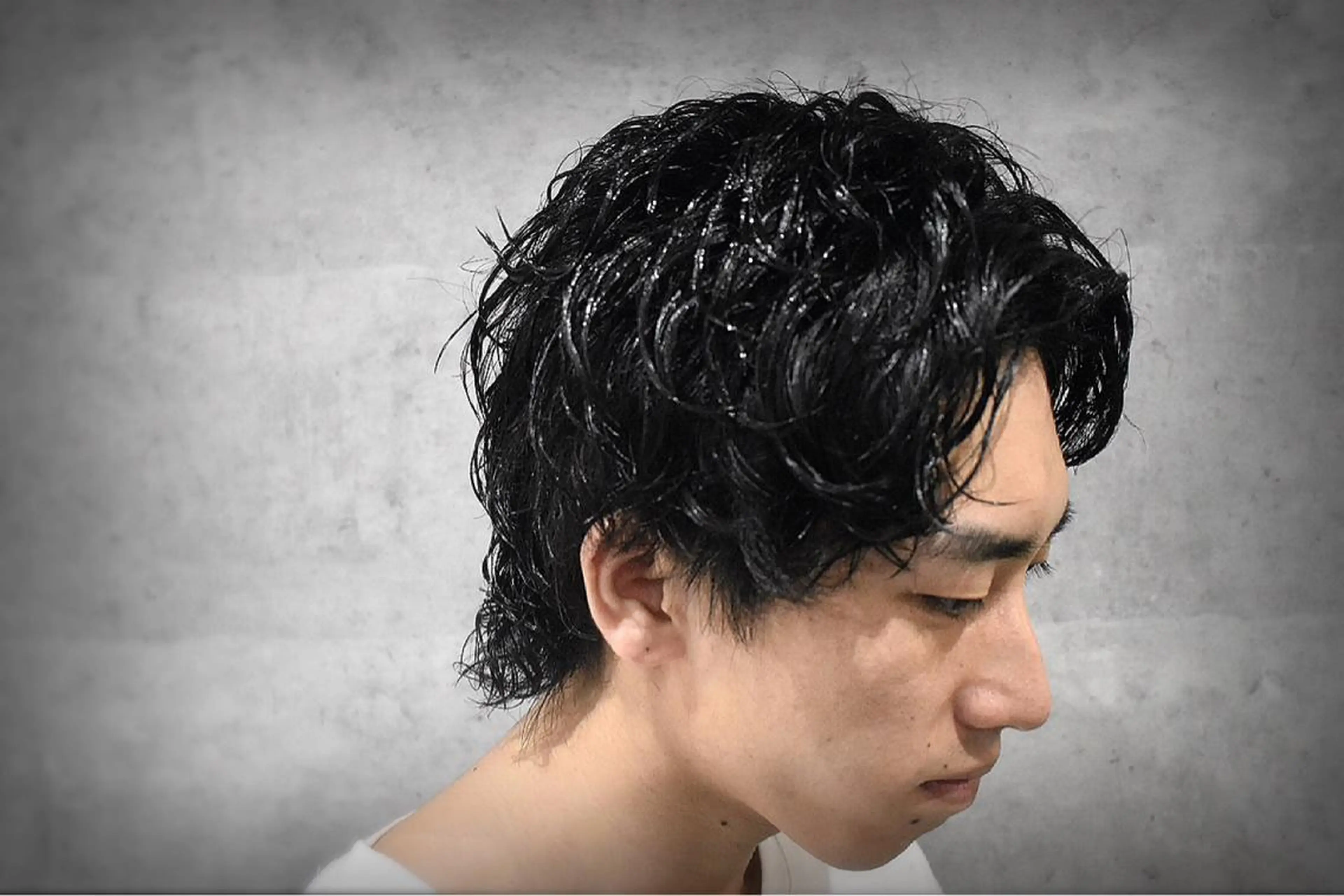 ミディアム パーマ メンズ カット パーマ ヘアセット 中西 将斗のヘアスタイル