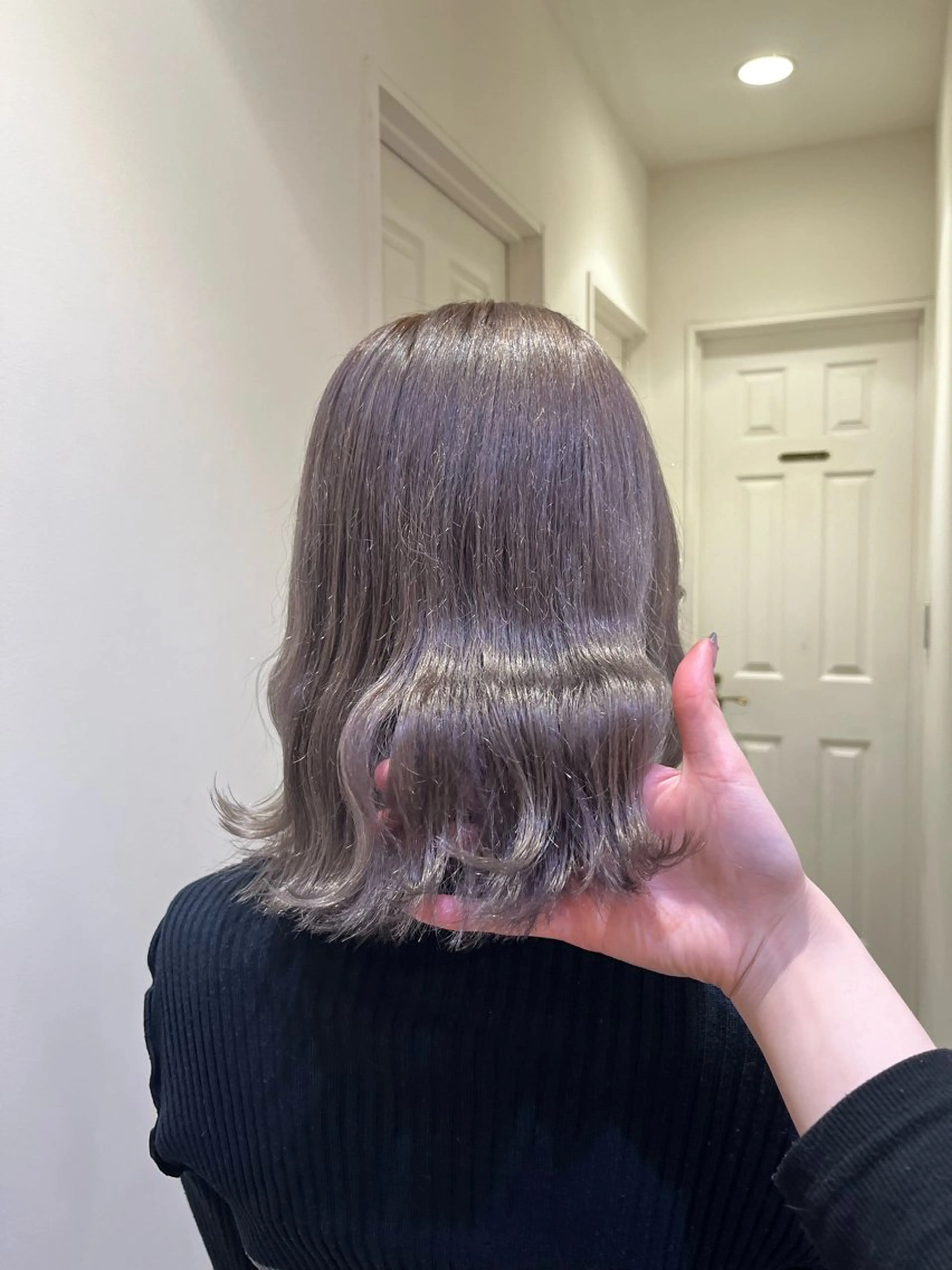 カラー ブリーチ グレージュ ラベンダーカラー ラベンダーグレージュ ラベンダーグレー エクステ🎀 暖色カラー🎀amiのヘアスタイル