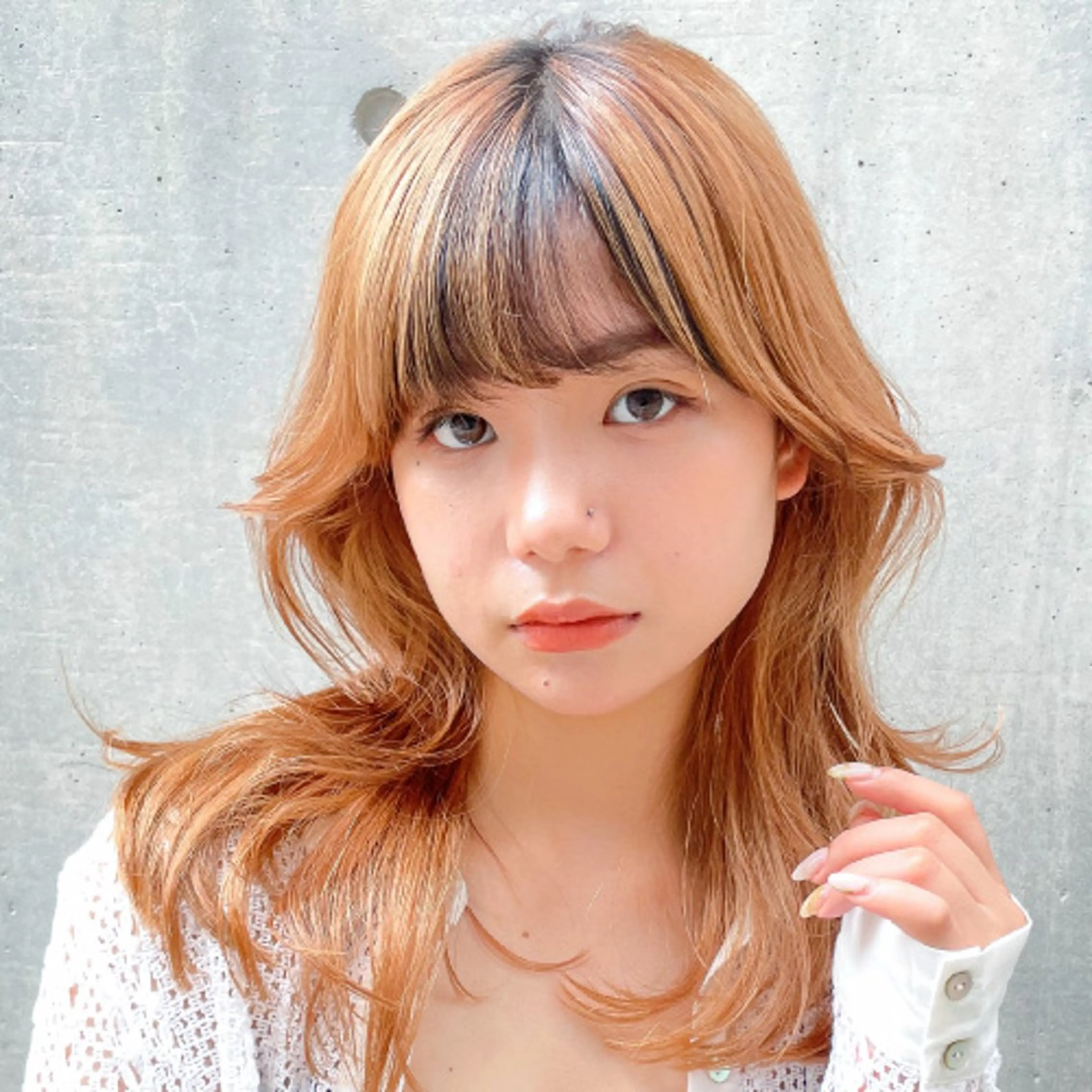 セミロング カラー くびれヘア レイヤーカット メンズカット/ 江下翔瑛のヘアスタイル