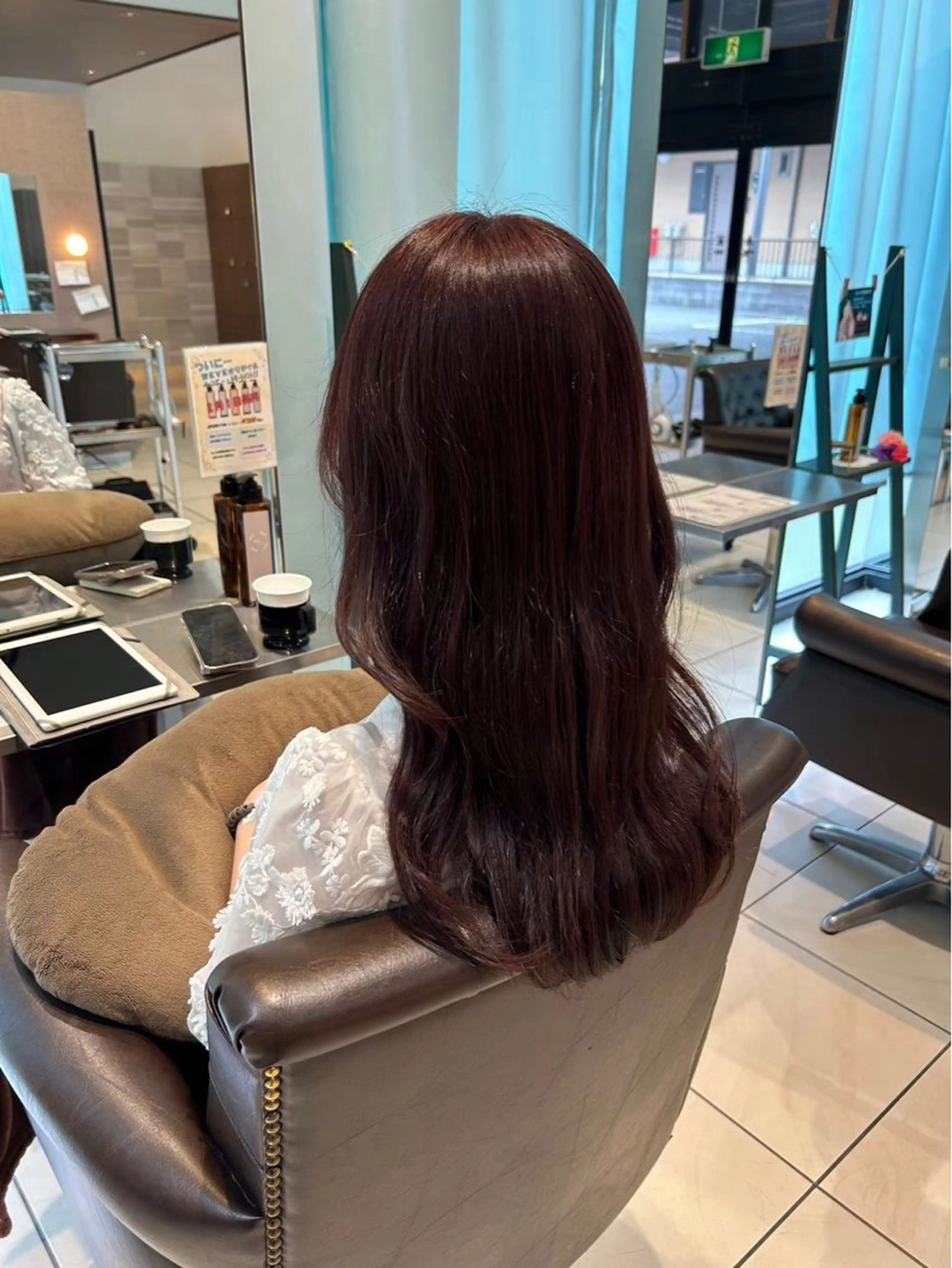 ロング カラー ブラウンカラー ピンクカラー 落合 千夏のヘアスタイル