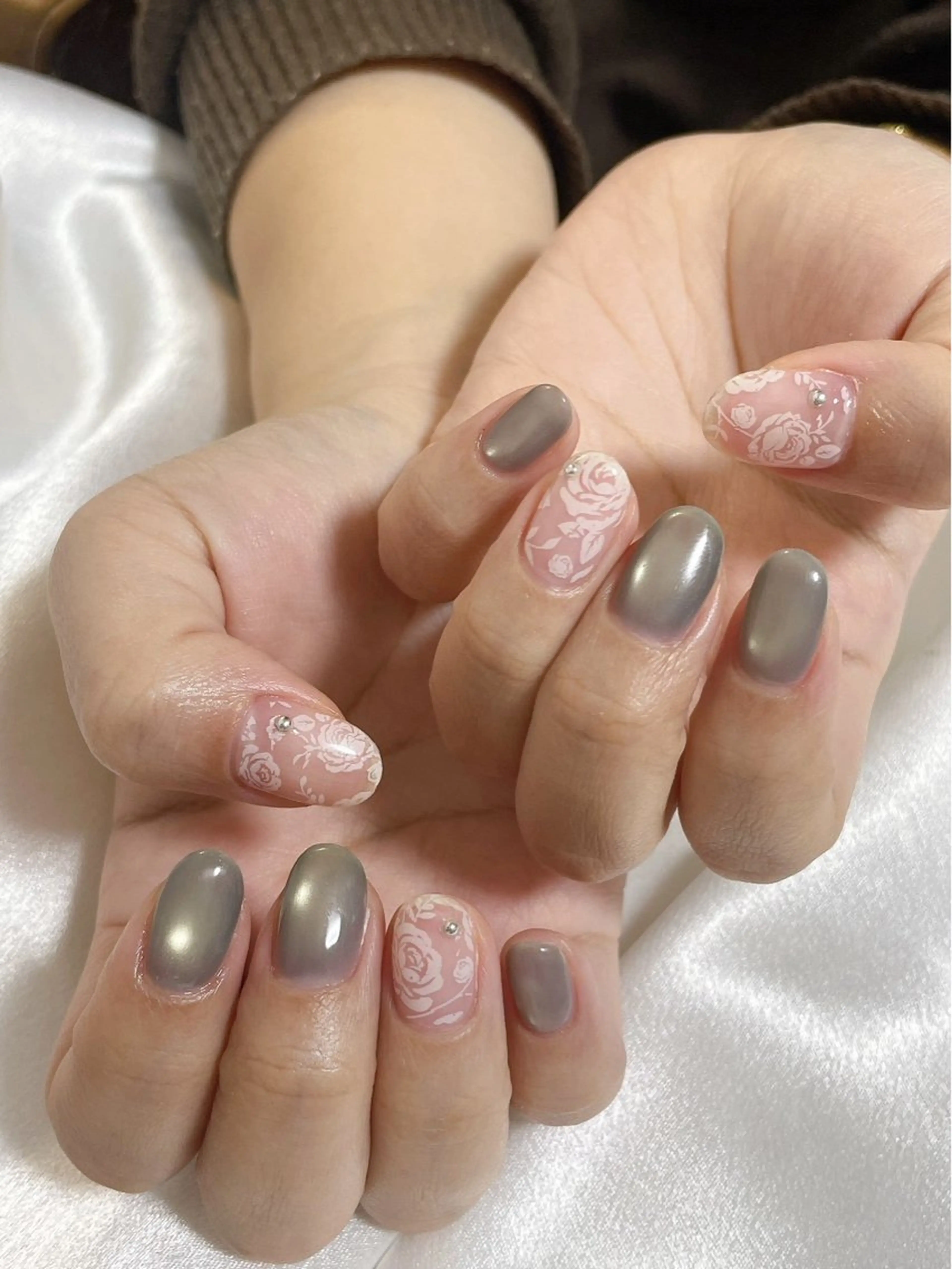 ネイル オーロラネイル 桜ネイル フラワーネイル フットネイル フレンチネイル ハンドネイル kikinail 溝の口のネイルデザイン