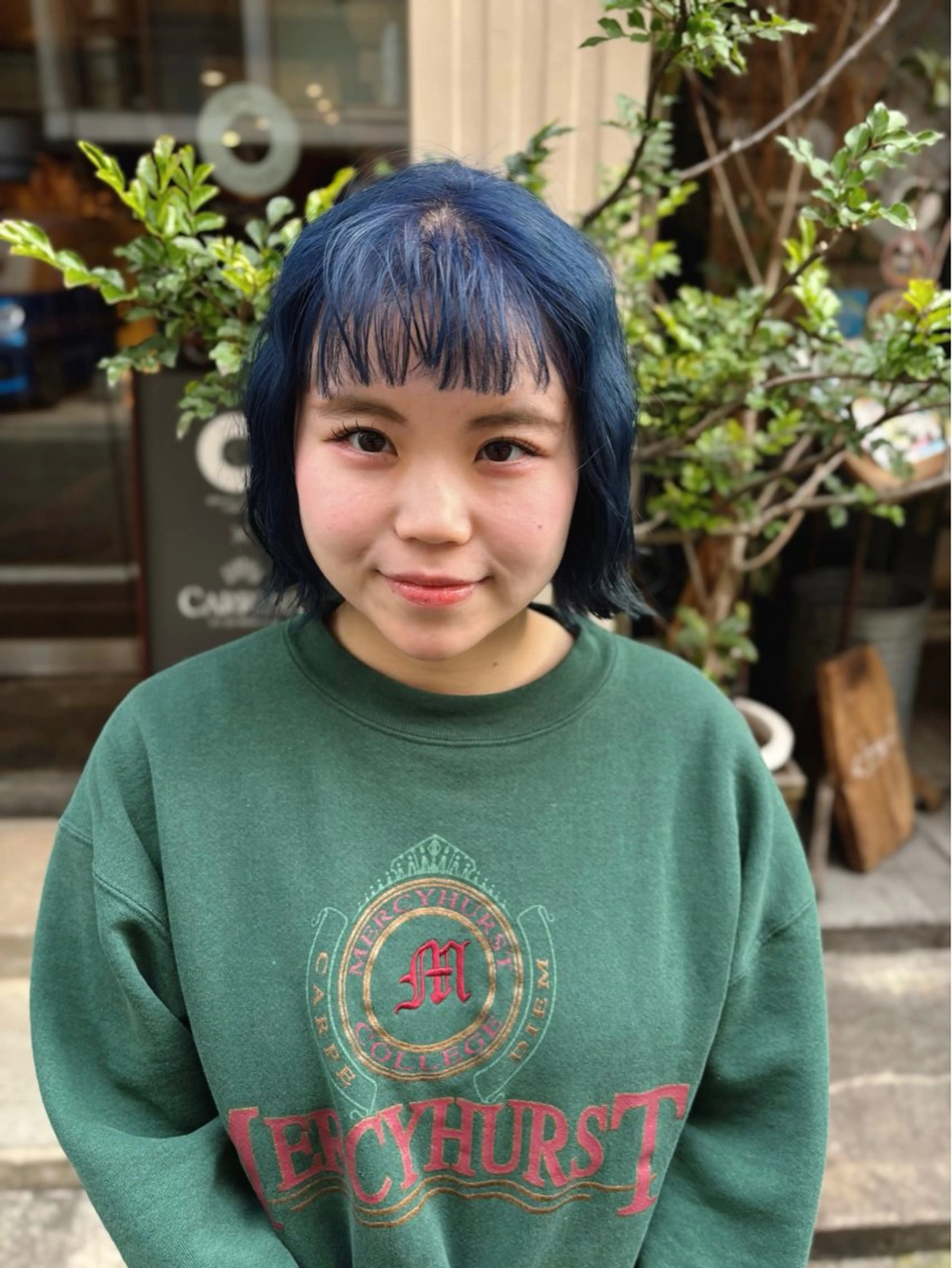 ショート カラー ブリーチ ブルーカラー 透明感カラー ハイトーンカラー カット ヘアカラー 水原波津輝/ボブ /ニュアンスパーマのヘアスタイル