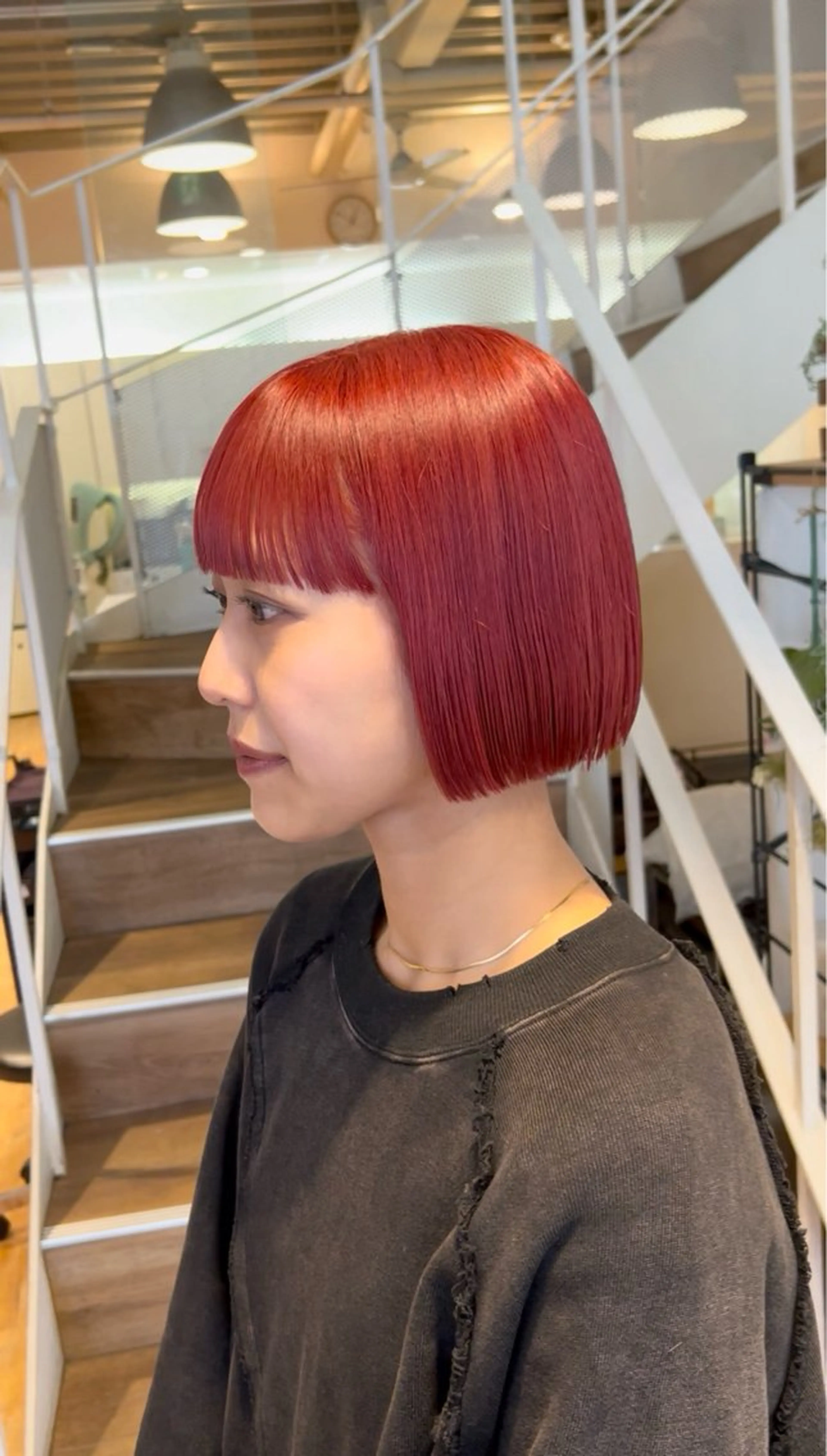 カラー レッドカラー ボブ ヘアカラー トリートメント インナーカラー♡ Nanakoのヘアスタイル