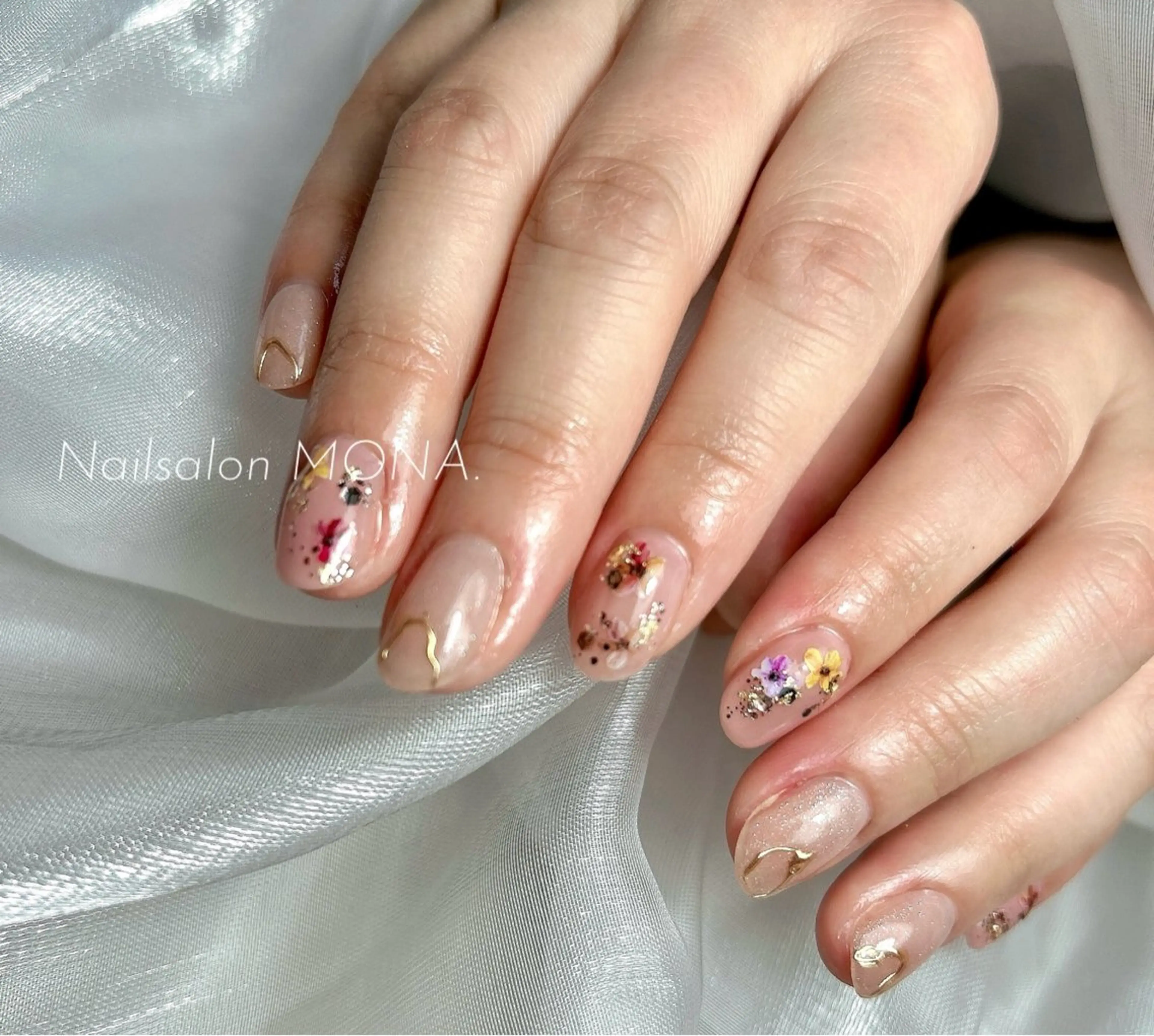 ネイル アートネイル フラワーネイル マグネットネイル ピンク 春ネイル Nailsalon MONA.のネイルデザイン