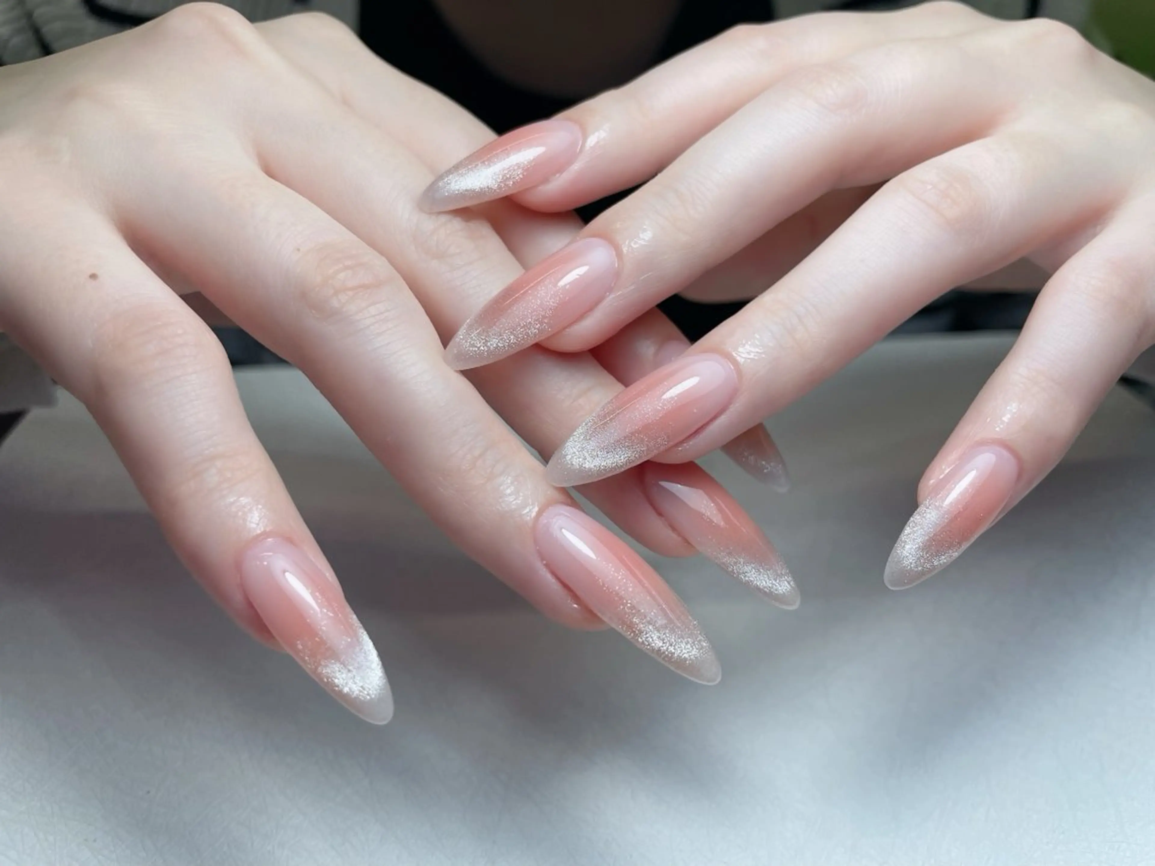 ネイル アートネイル オーロラネイル ブラウン フレンチネイル ガーリー 中野駅から2分 MEO NAILのネイルデザイン