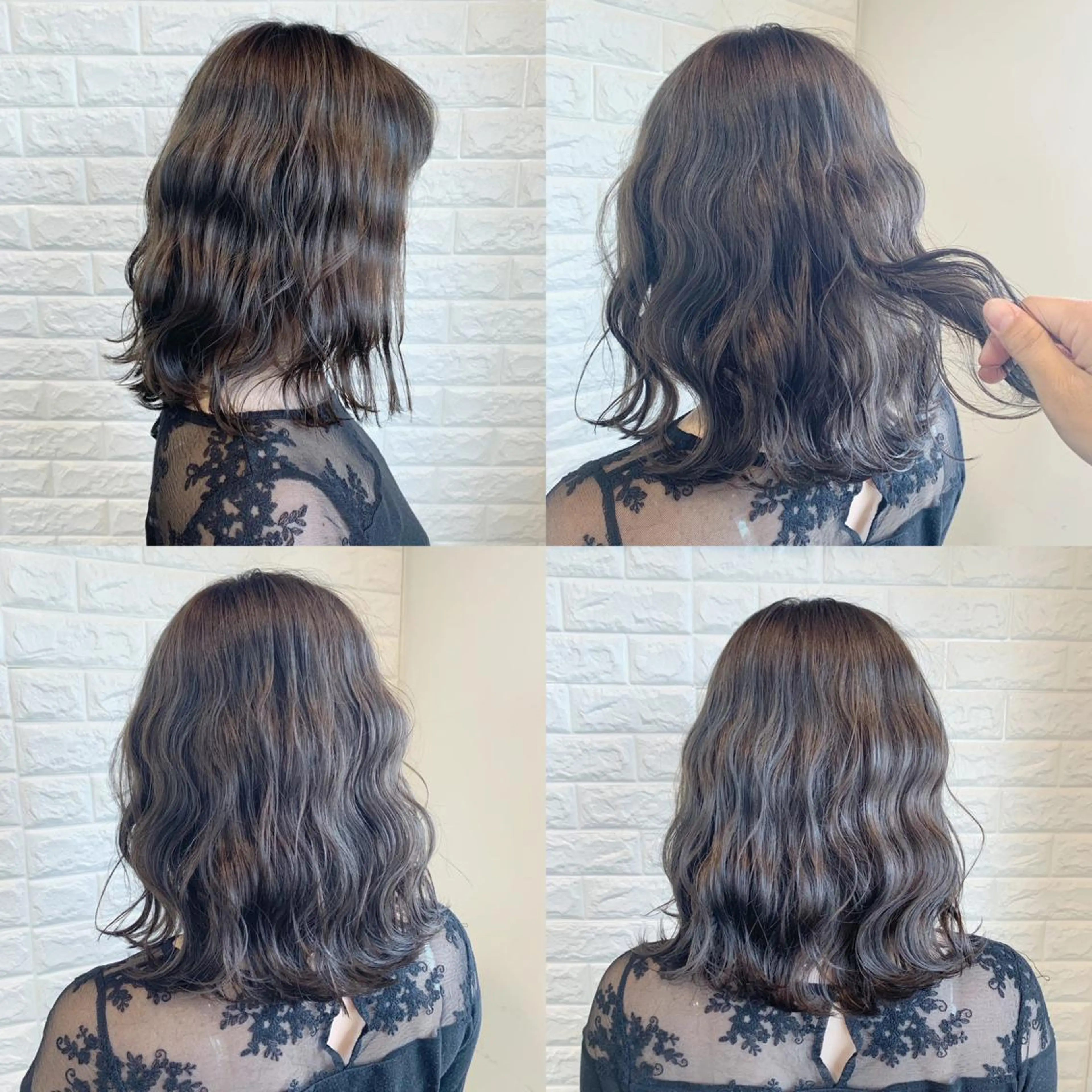 セミロング カラー ヘアアレンジ ダークグレー 🌿‬ ܸAir 透明感🌱西村知佳のヘアスタイル