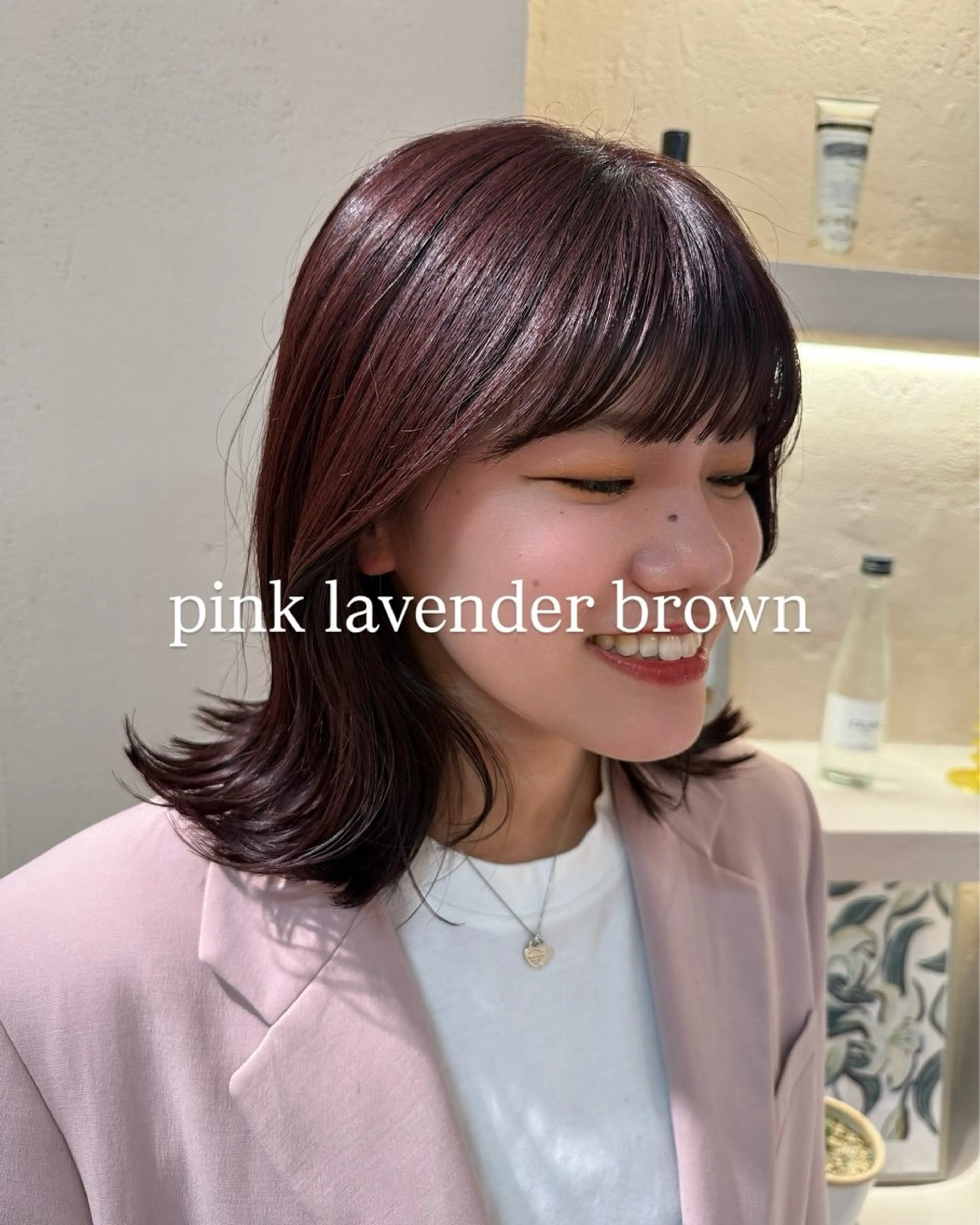 ミディアム ラベンダーブラウン ピンクラベンダー Marina/表参道 /ヘアセット/暖色のヘアスタイル