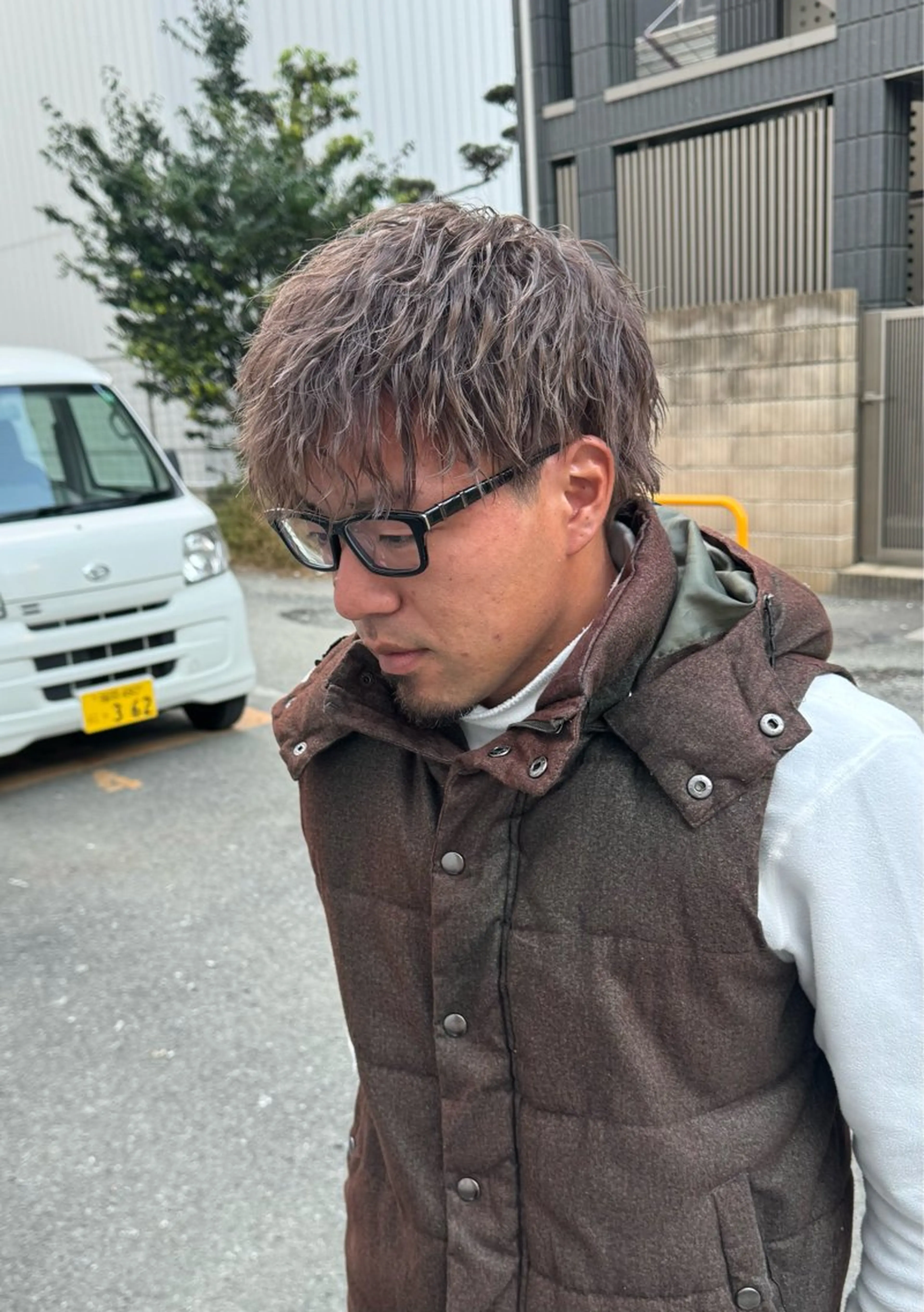 ショート カット パーマ 有人/バレイヤージュ /シャドールーツのヘアスタイル