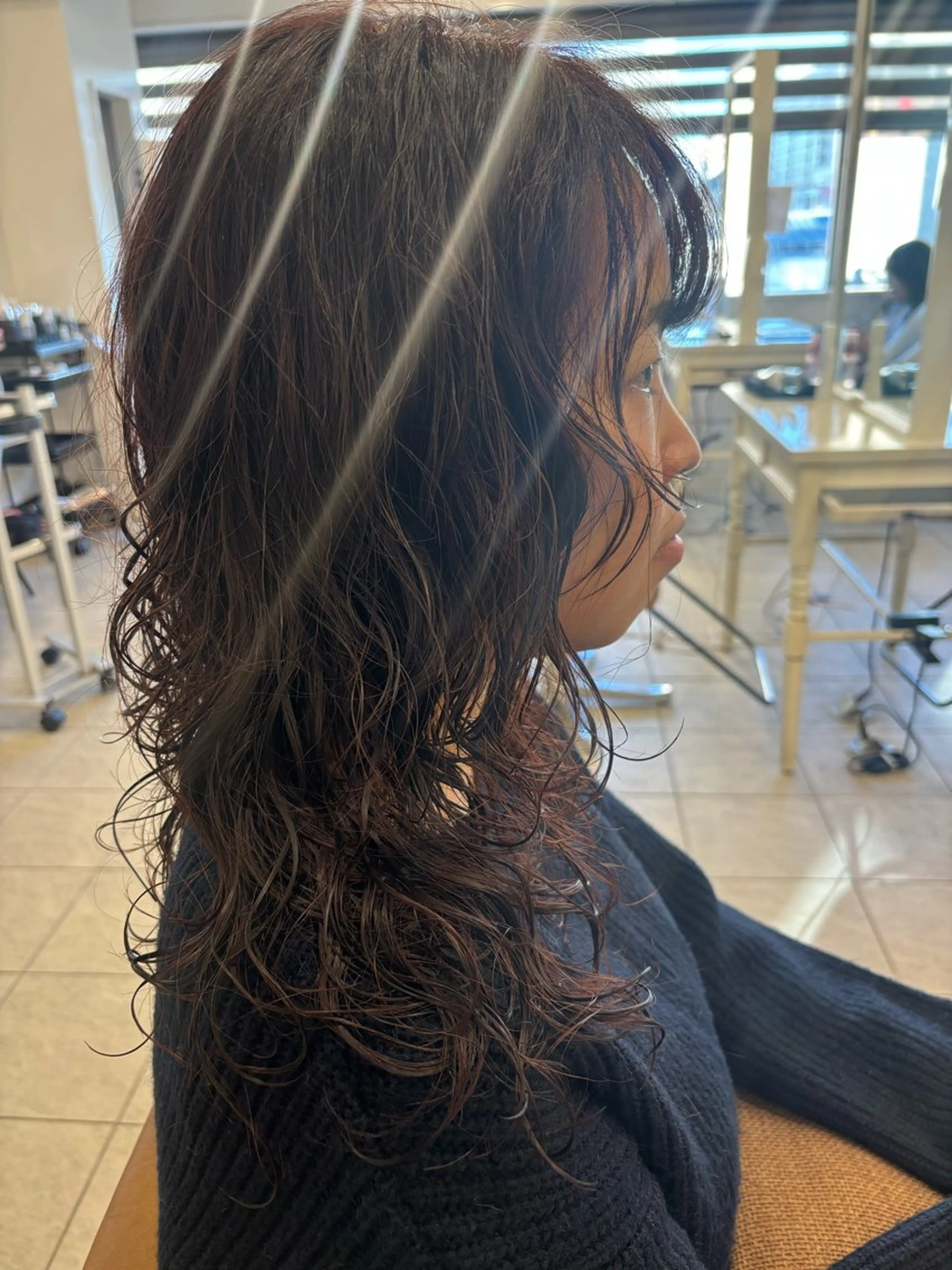 ミディアム パーマ ウルフレイヤー 縮毛矯正/ヒロシのヘアスタイル