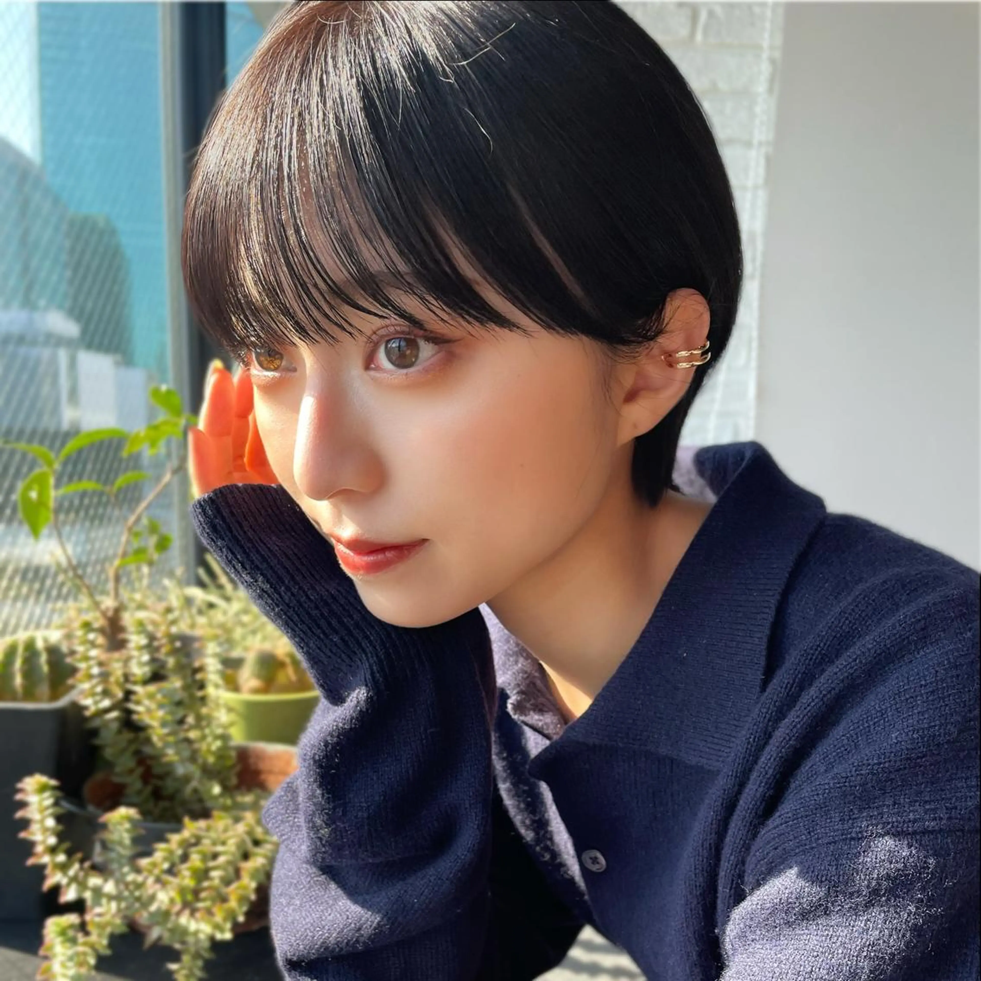 ショート カラー ブラウンカラー ダークブラウン ショートヘア レイヤー/ショート透 明感カラー/西田祐賀のヘアスタイル