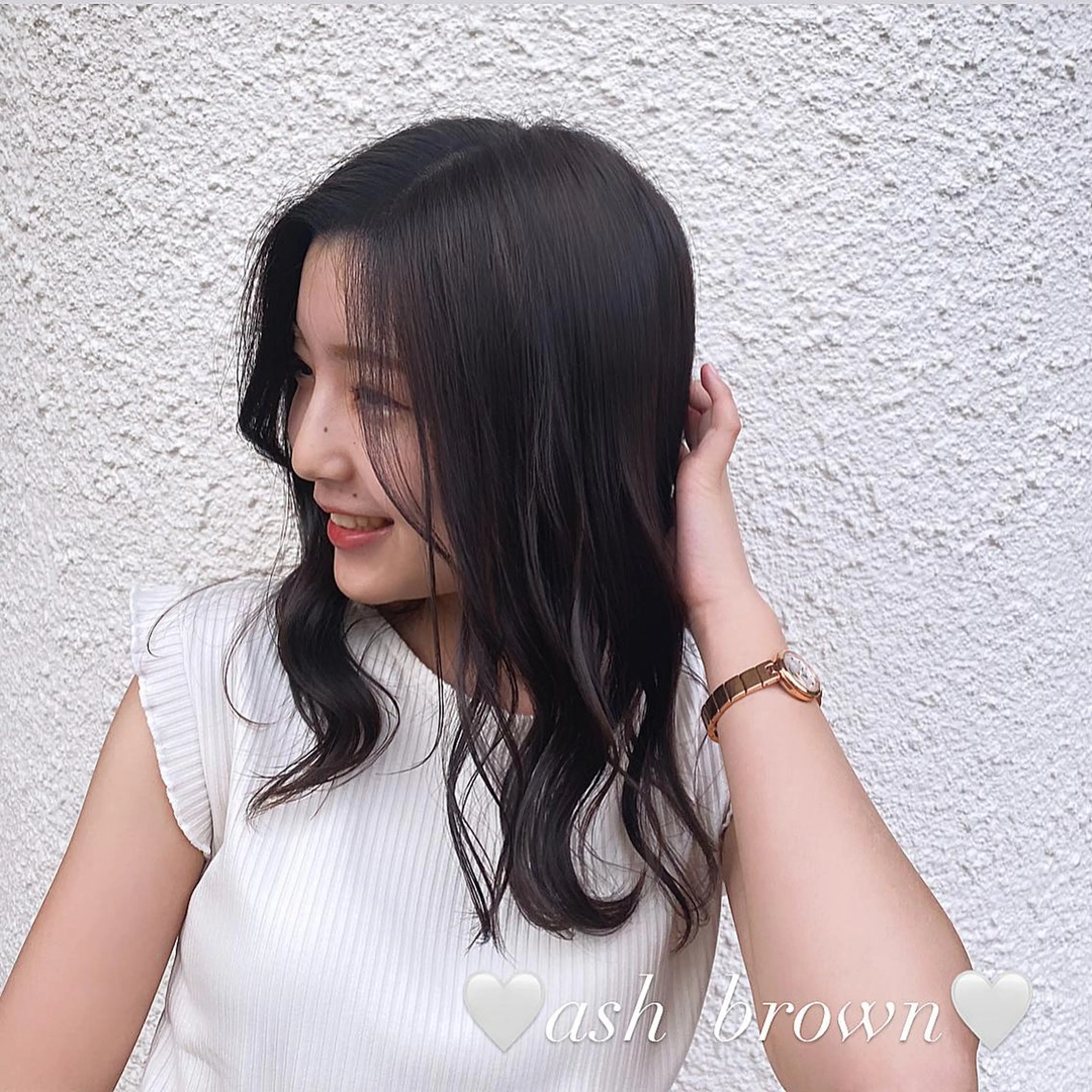 セミロング カラー アッシュ アッシュブラウン ブラウンカラー ブリーチなしWカラー 🎀韓国ヘア/amiのヘアスタイル