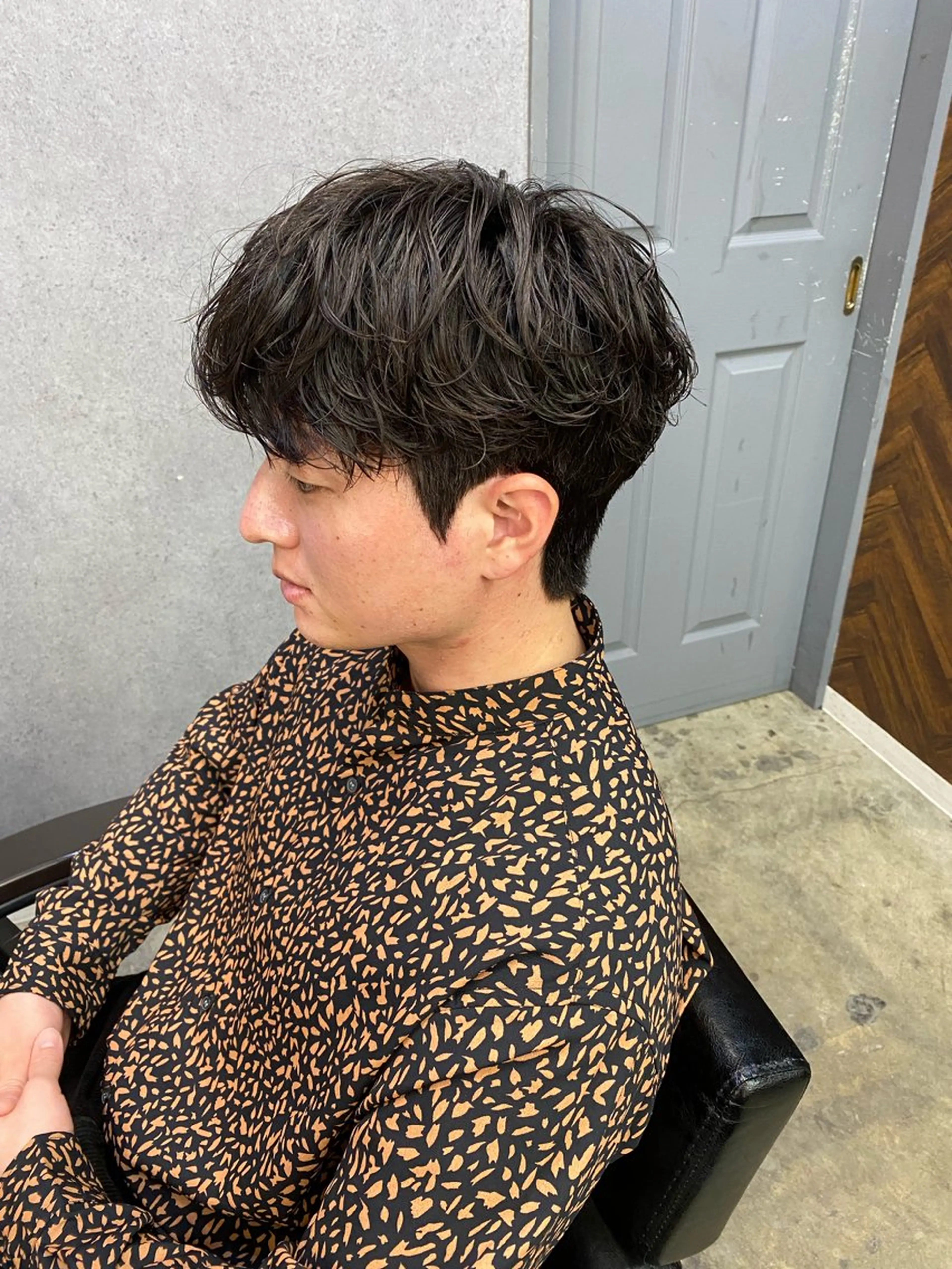 ショート パーマ メンズ ダウンパーマ メンズ韓国風 メンズパーマ 韓国風ヘア カット パーマ パーマ/ケアブリーチ /博多/YOSUKEのヘアスタイル