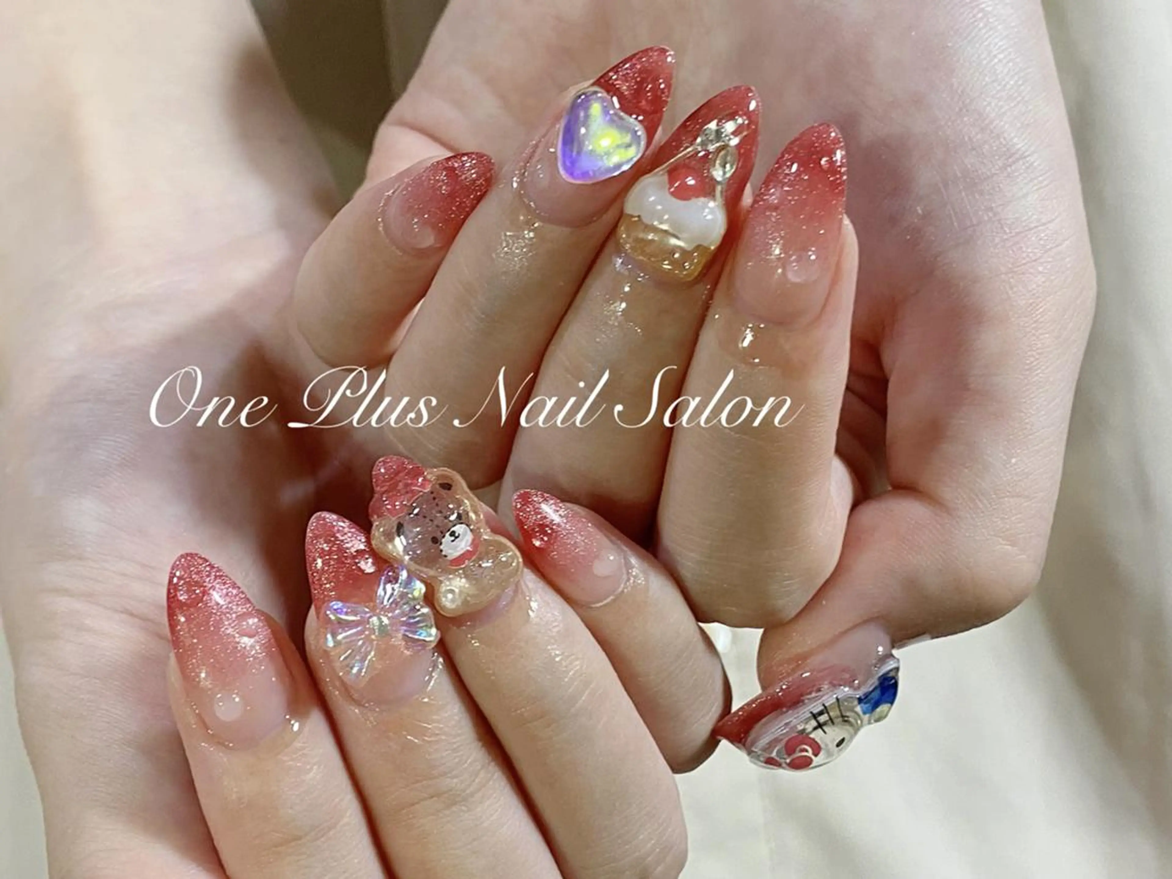 ネイル オーロラネイル 長さ出し フットネイル フレンチネイル ジェルネイル One Plus Nail Salonのネイルデザイン