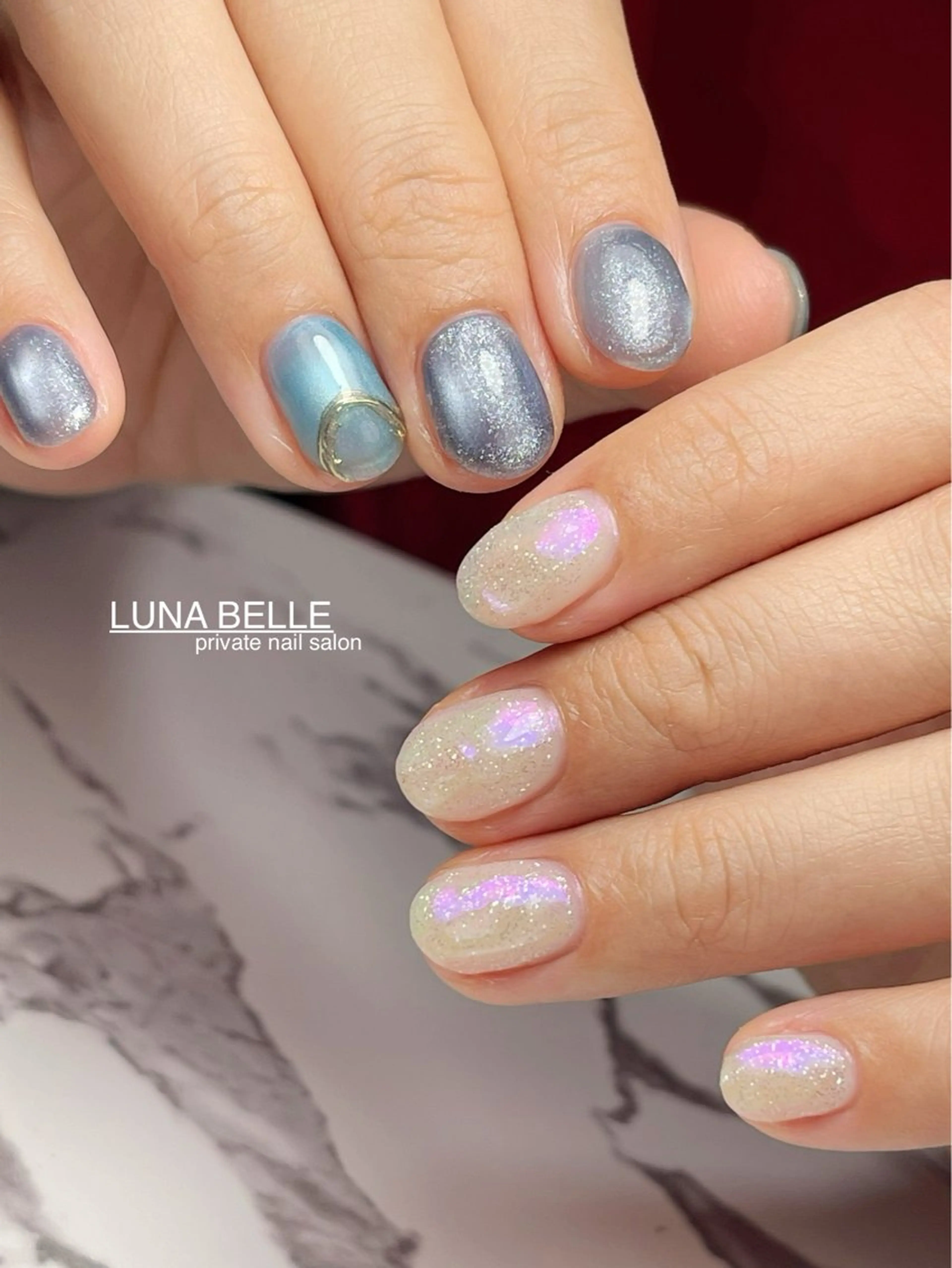 ネイル アートネイル オーロラネイル クリアネイル マグネットネイル ミラーネイル ハンドネイル LUNA BELLEのネイルデザイン