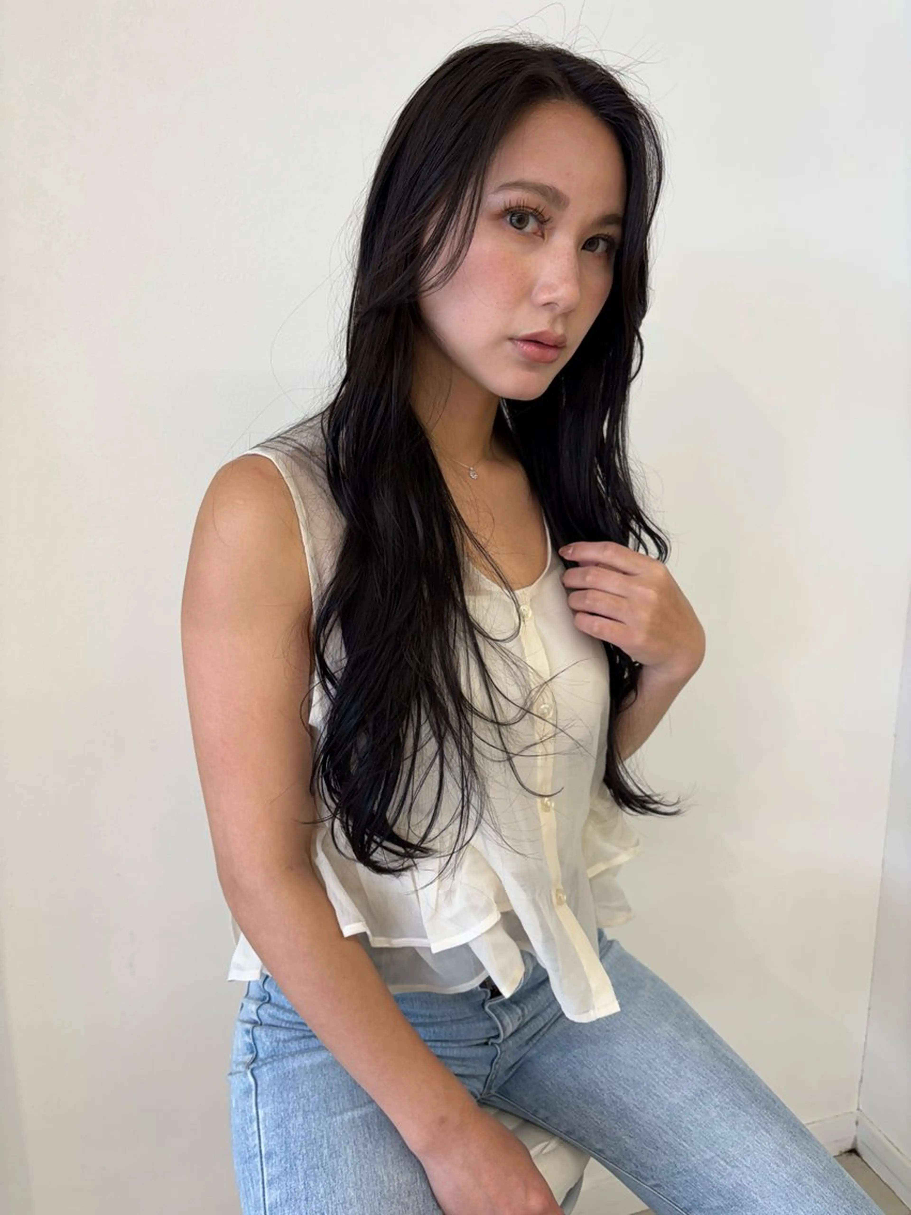 ロング カラー バレイヤージュ ブリーチ ダブルカラー グラデーションカラー ハイライトカラー カット ヘアカラー ニュアンスパーマ/ フェザー/マッシュのヘアスタイル