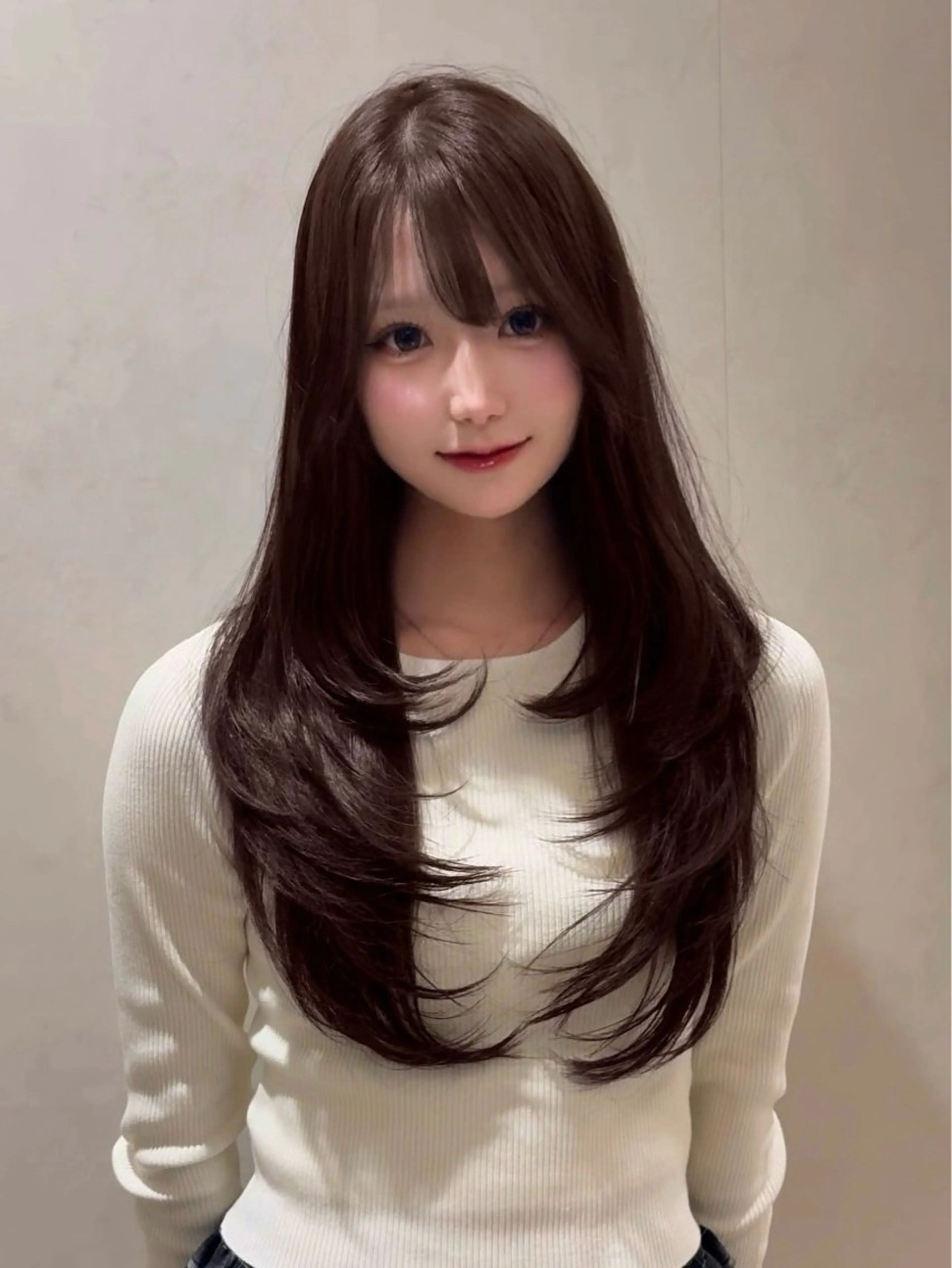 ロング カラー ブリーチ ブラウンカラー ダブルカラー モカブラウン ブリーチなしカラー ヘアカラー 🩵福岡ブリーチなし レイヤー/紫音🩵のヘアスタイル