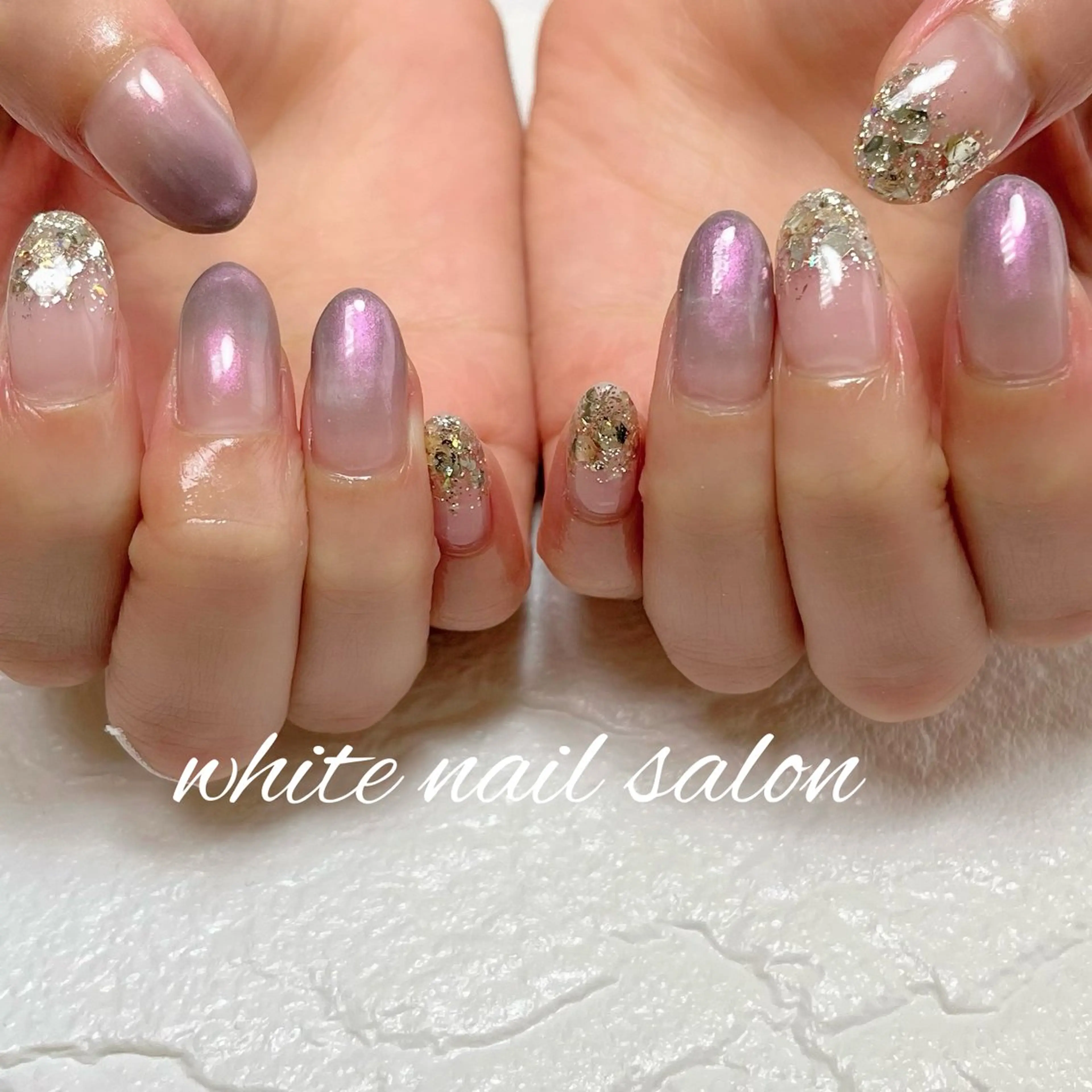 ネイル ラメ(グリッター) シンプルネイル white nail salonのネイルデザイン