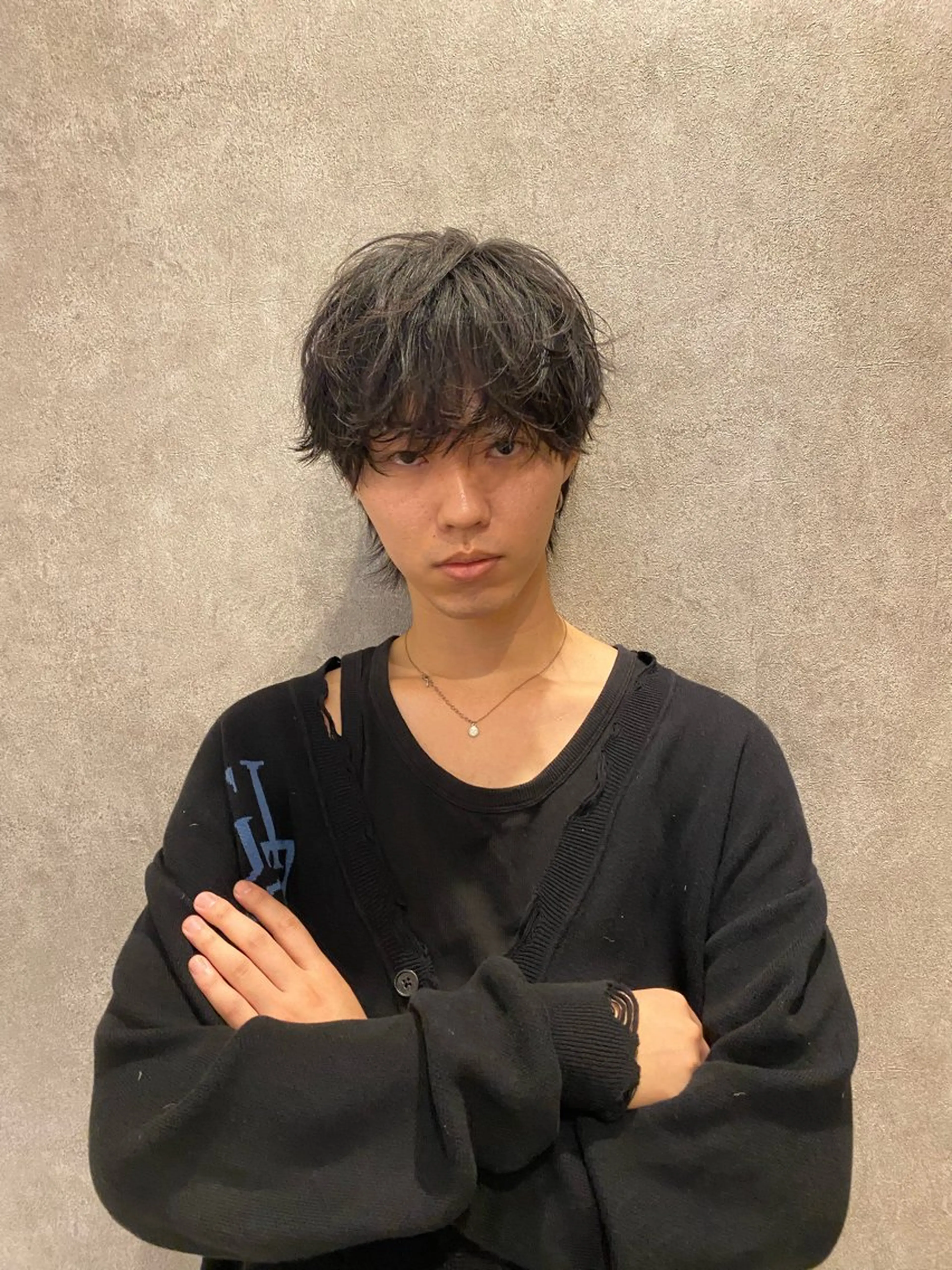 ショート メンズパーマ/ダウン パーマ/十文字玲音のヘアスタイル