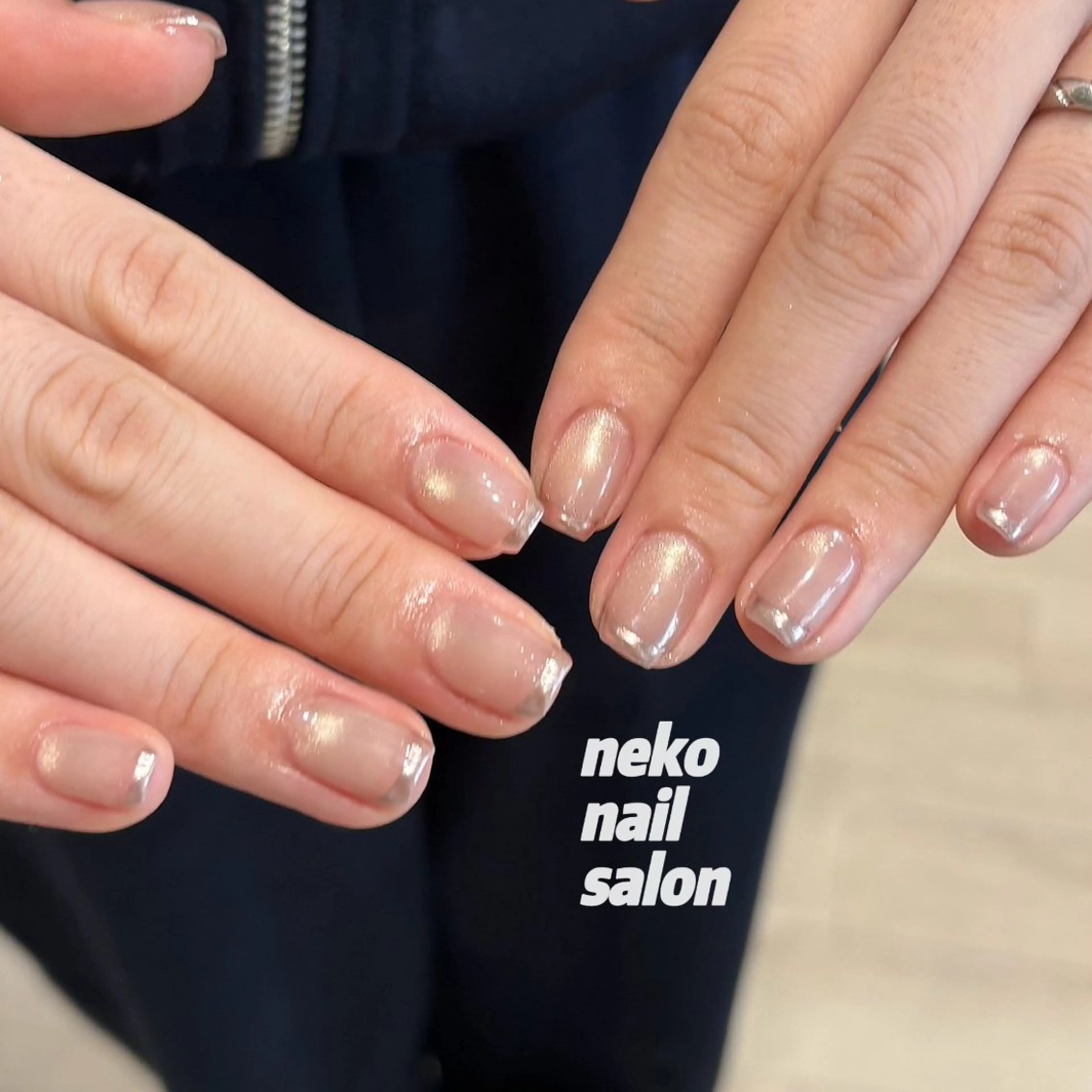 ネイル フレンチネイル マグネットネイル ミラーネイル ハンドネイル neko nailのネイルデザイン