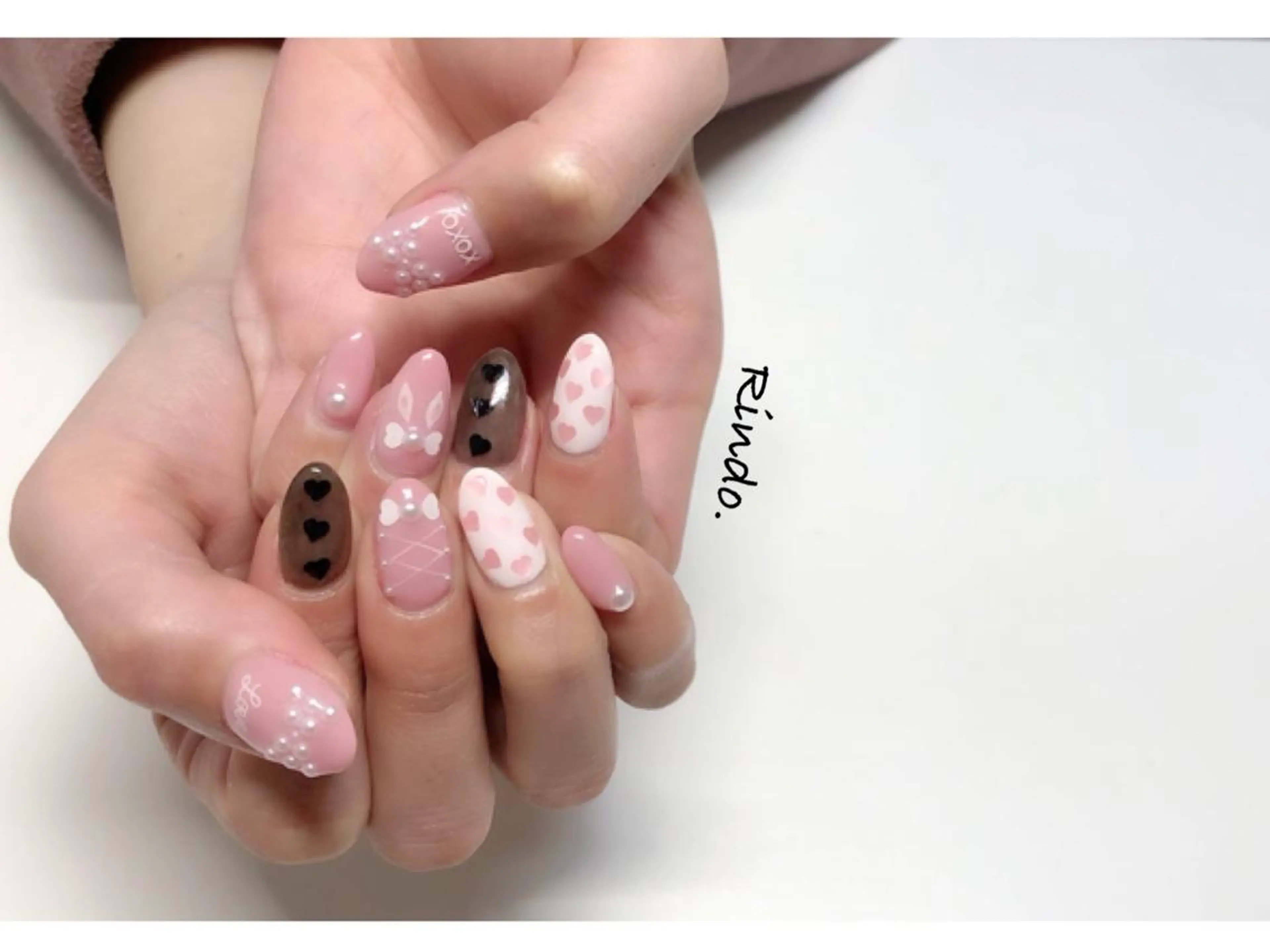 ネイル ハート ピンク ハンドネイル Rindo.ネイル ♡耳つぼジュエリーのその他イメージ